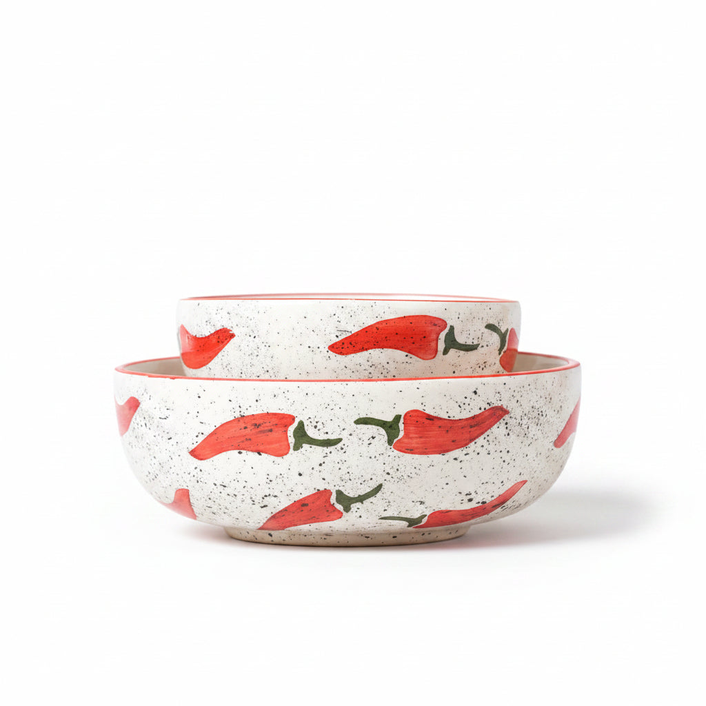 Keep It Spicy Red Chilli Ceramic Bowl - (Large & Small)