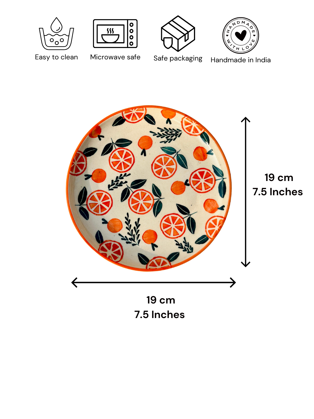Narangi Orange Ceramic Plate Sets (7inches)