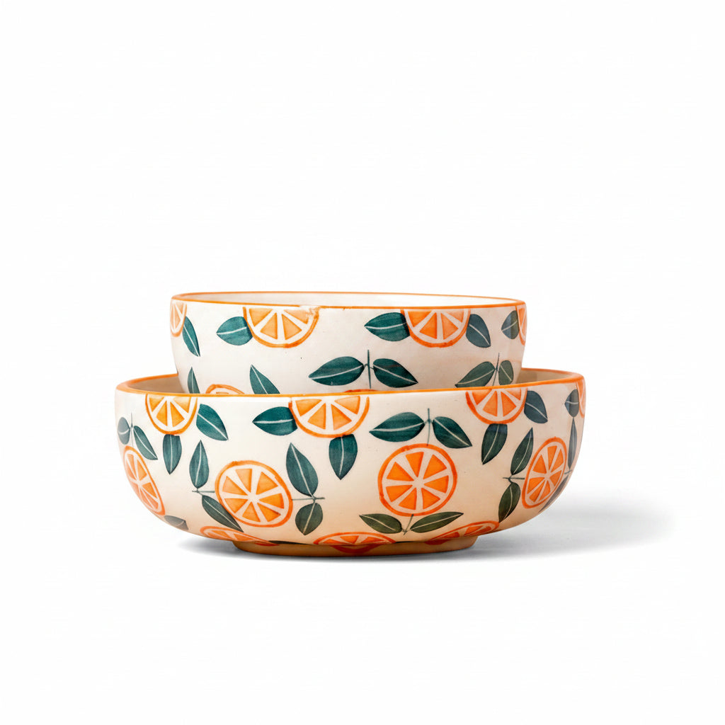Narangi Orange Leaf Ceramic Bowl - (Large & Small)