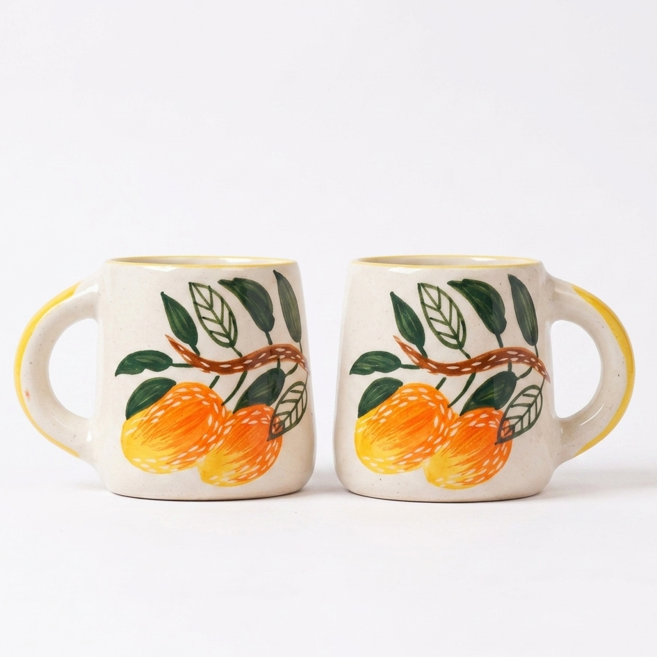 Mango Mehfil Handpainted Ceramic Mug (300 ml )