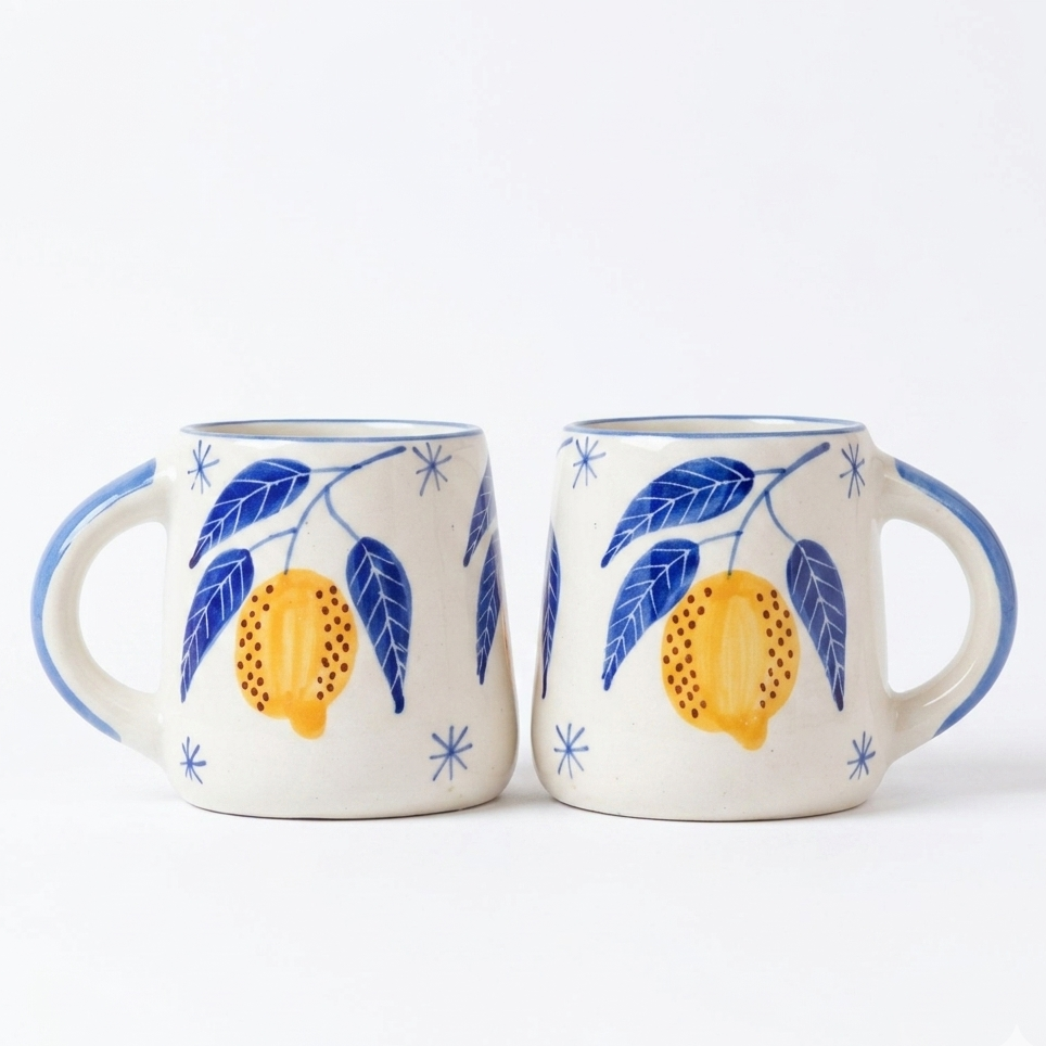 Lemon Leafy Ceramic Coffee Mug (300 ml)