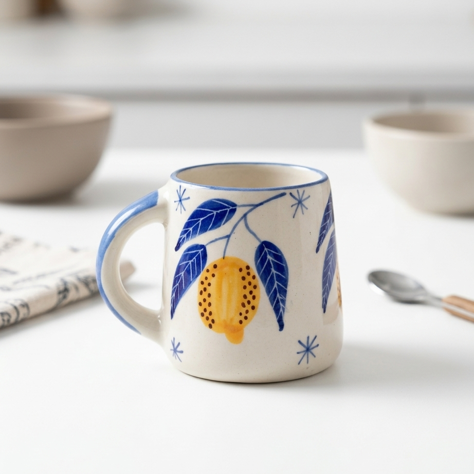 Lemon Leafy Ceramic Coffee Mug (300 ml)