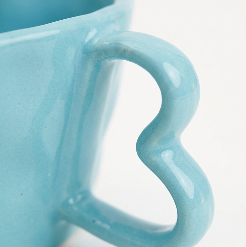 Sky Blue Ceramic Heart Mug (300ml)