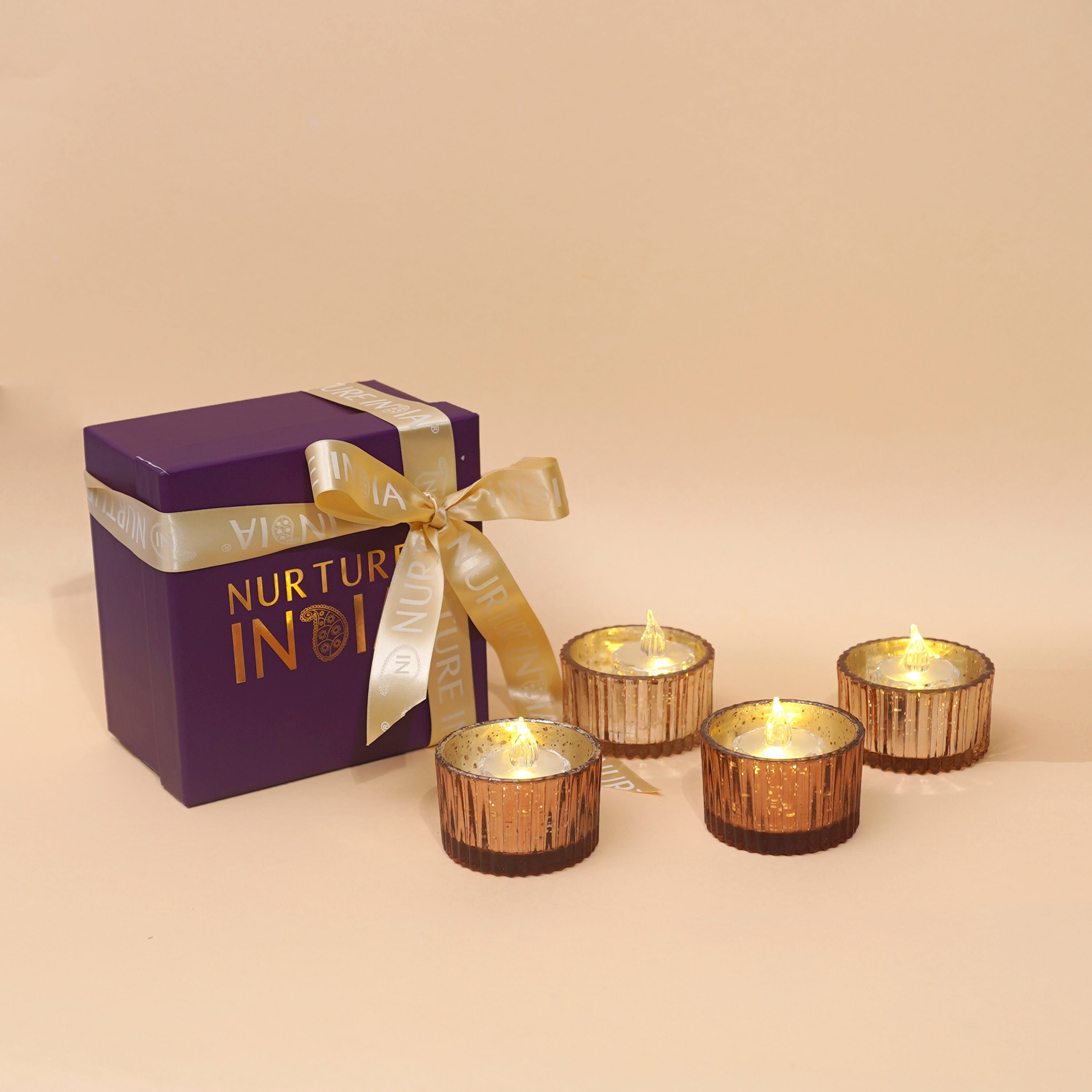 Set of of 4 Tealights Box- Copper Gift Hamper