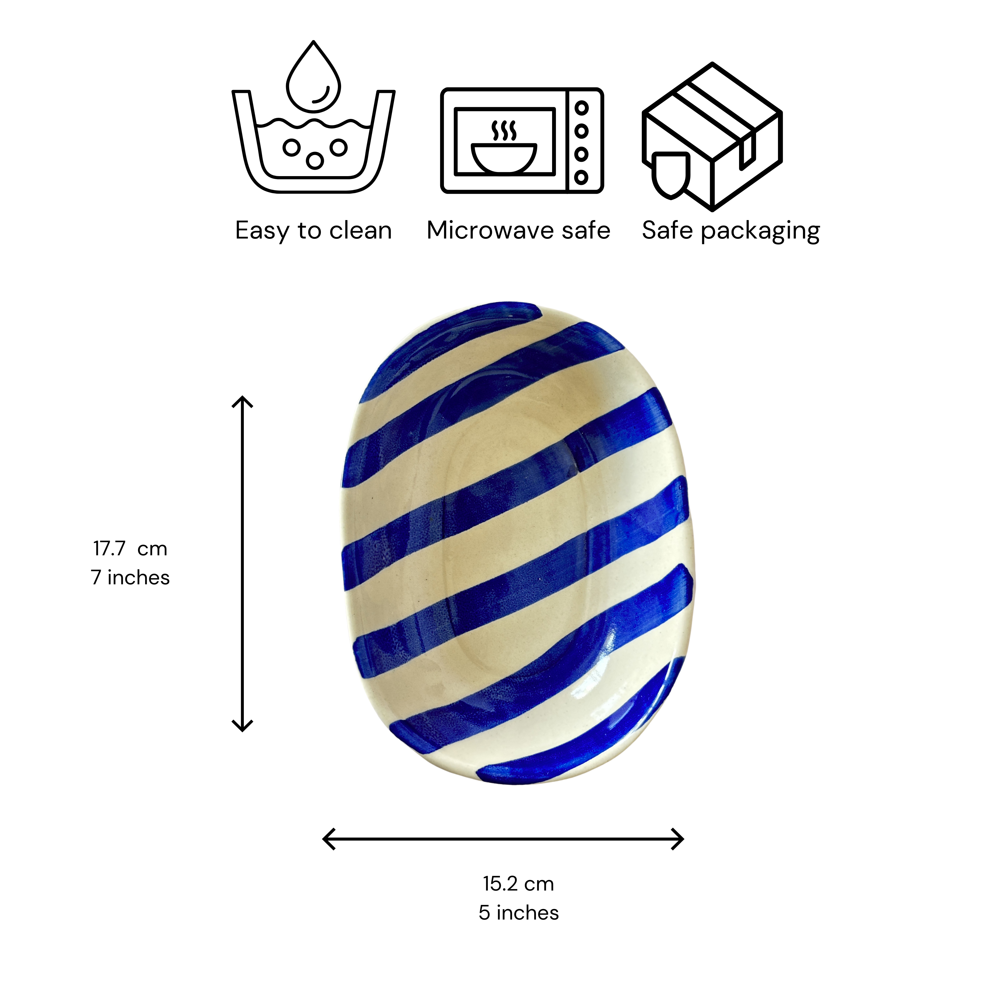 Blue Stripe Handpainted Ceramic Bowl