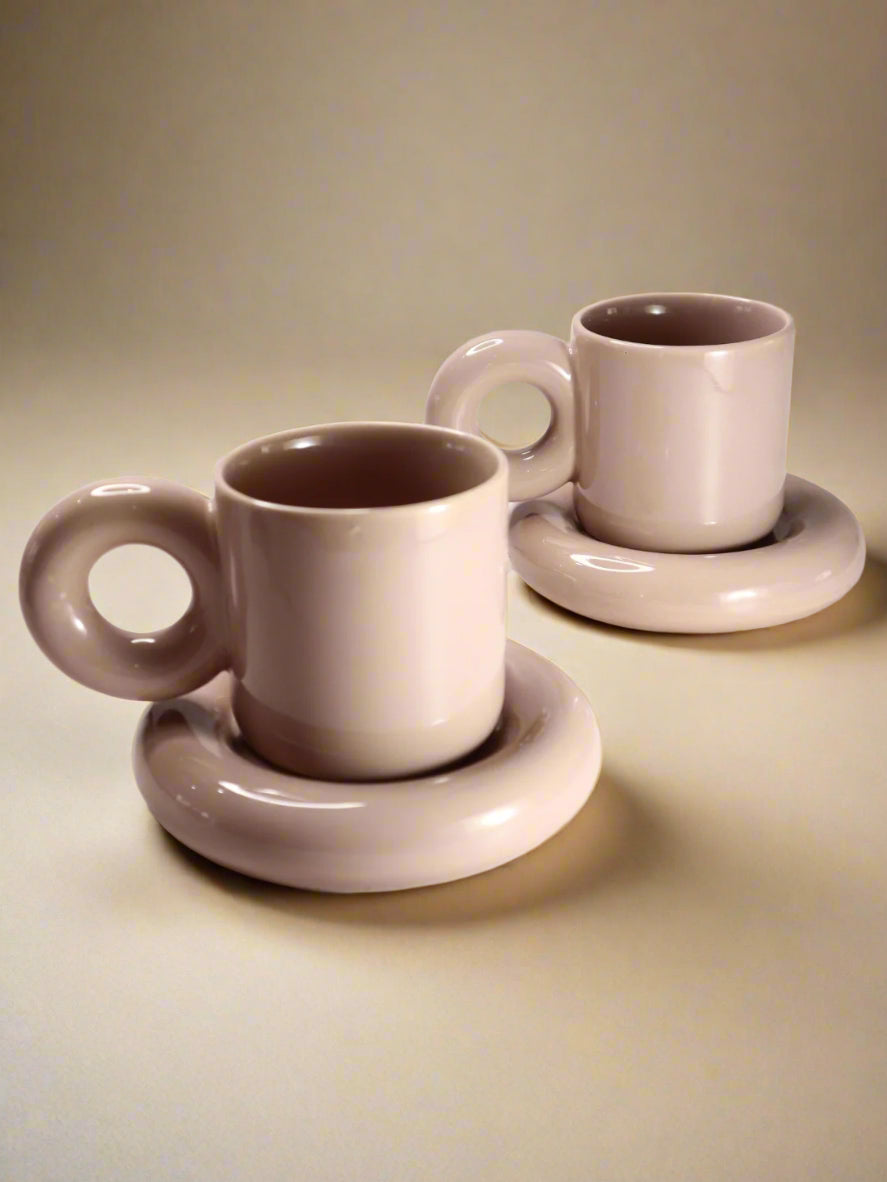 Dusty Pink Cups & Saucer Set (220ml)