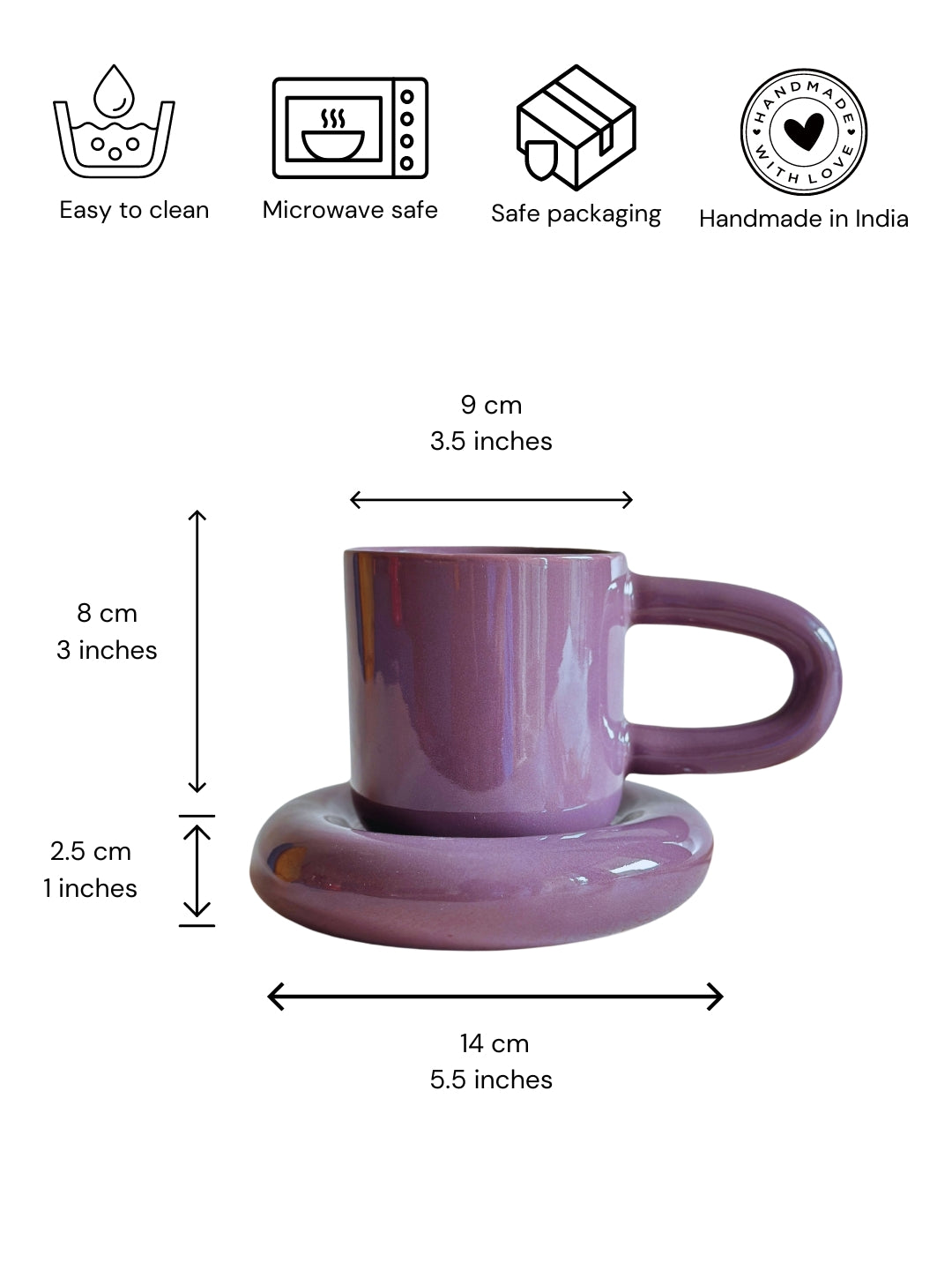 Glossy Purple Cup and Saucer Set - Elegant Drinkware (220ml)