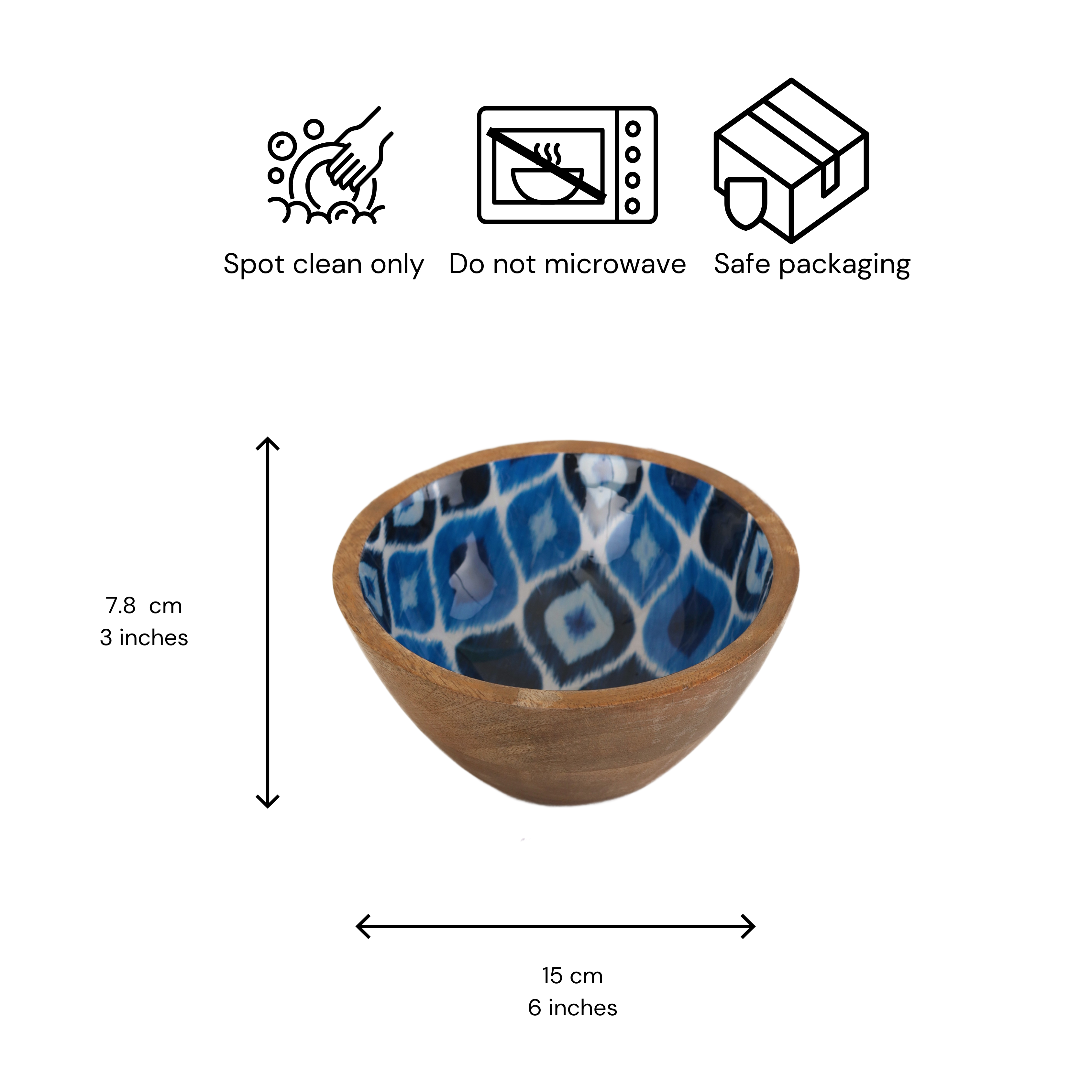 Wooden Ikat Print Enamel Bowl