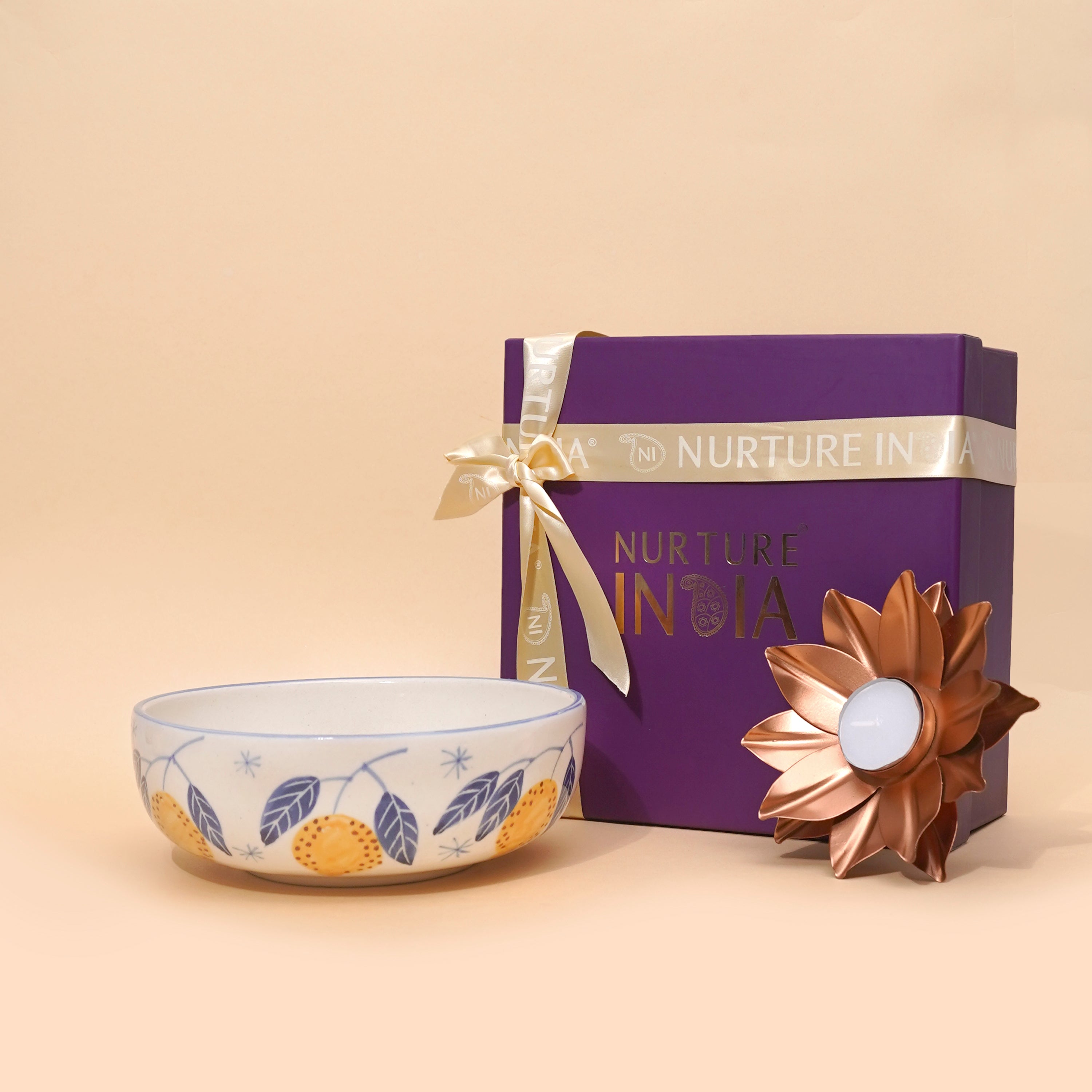Lemon Bowl & Lotus Tealight Gift Box