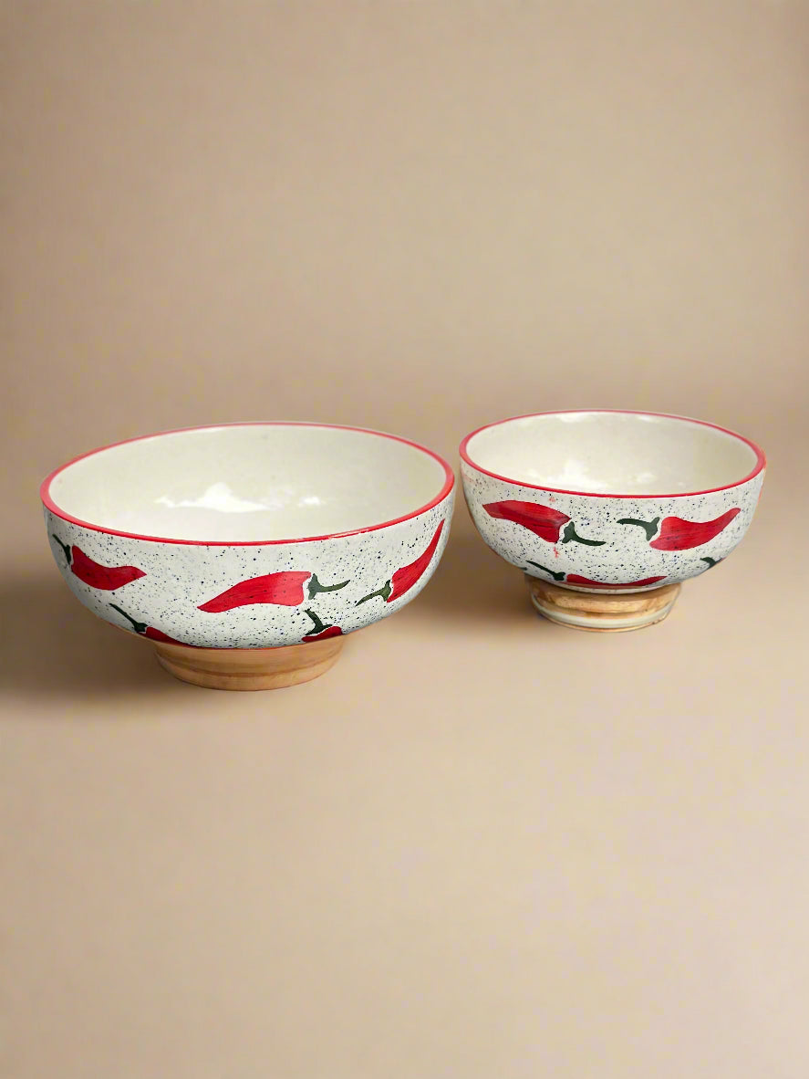 Keep It Spicy Red Chilli Ceramic Bowl - (Large & Small)