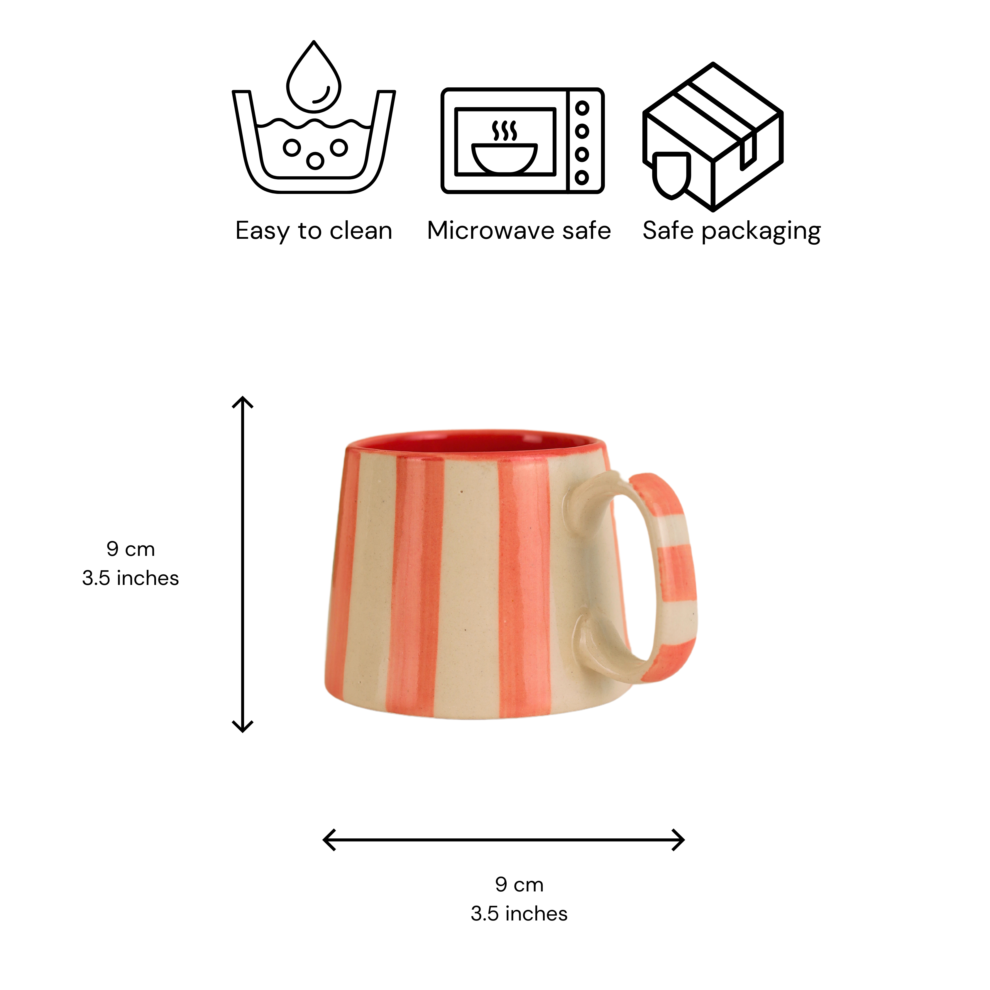 Pink Stripe Ceramic Mug - 220ml