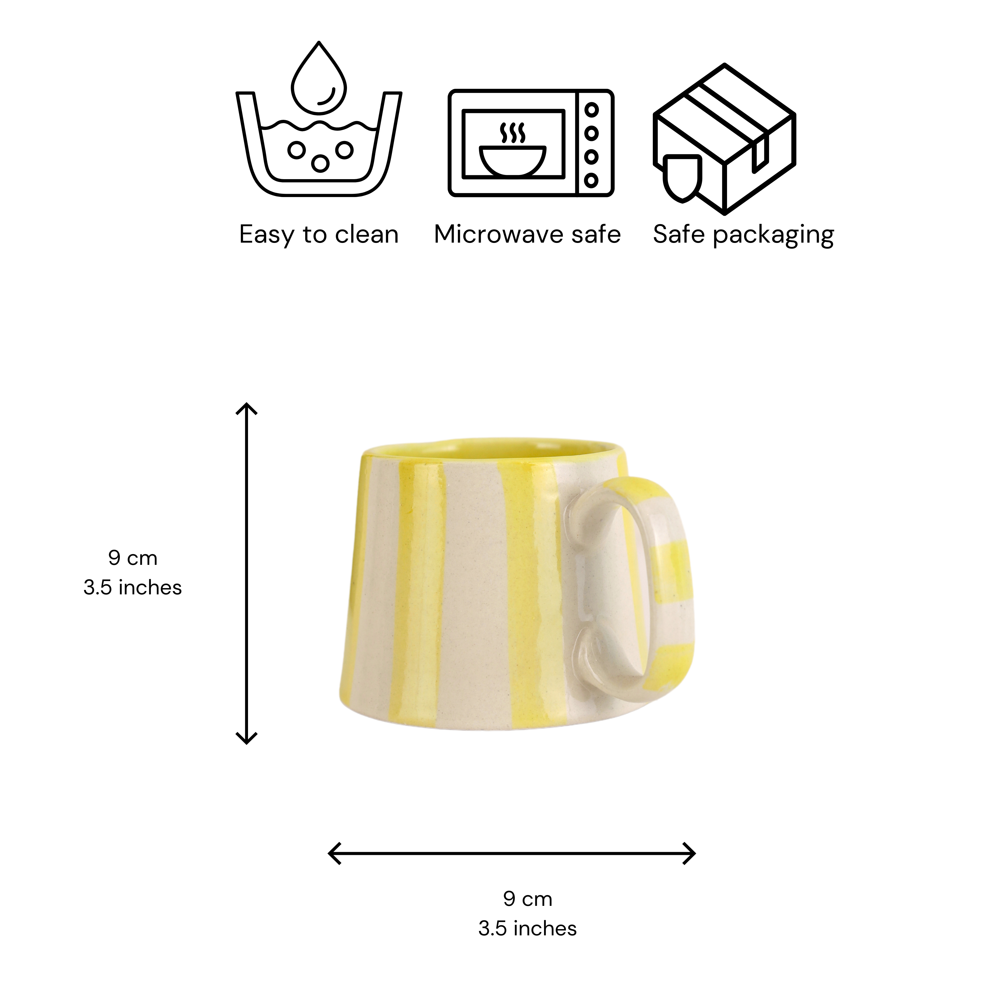 Pastel Yellow Stripe Coffee Cup - 220ml