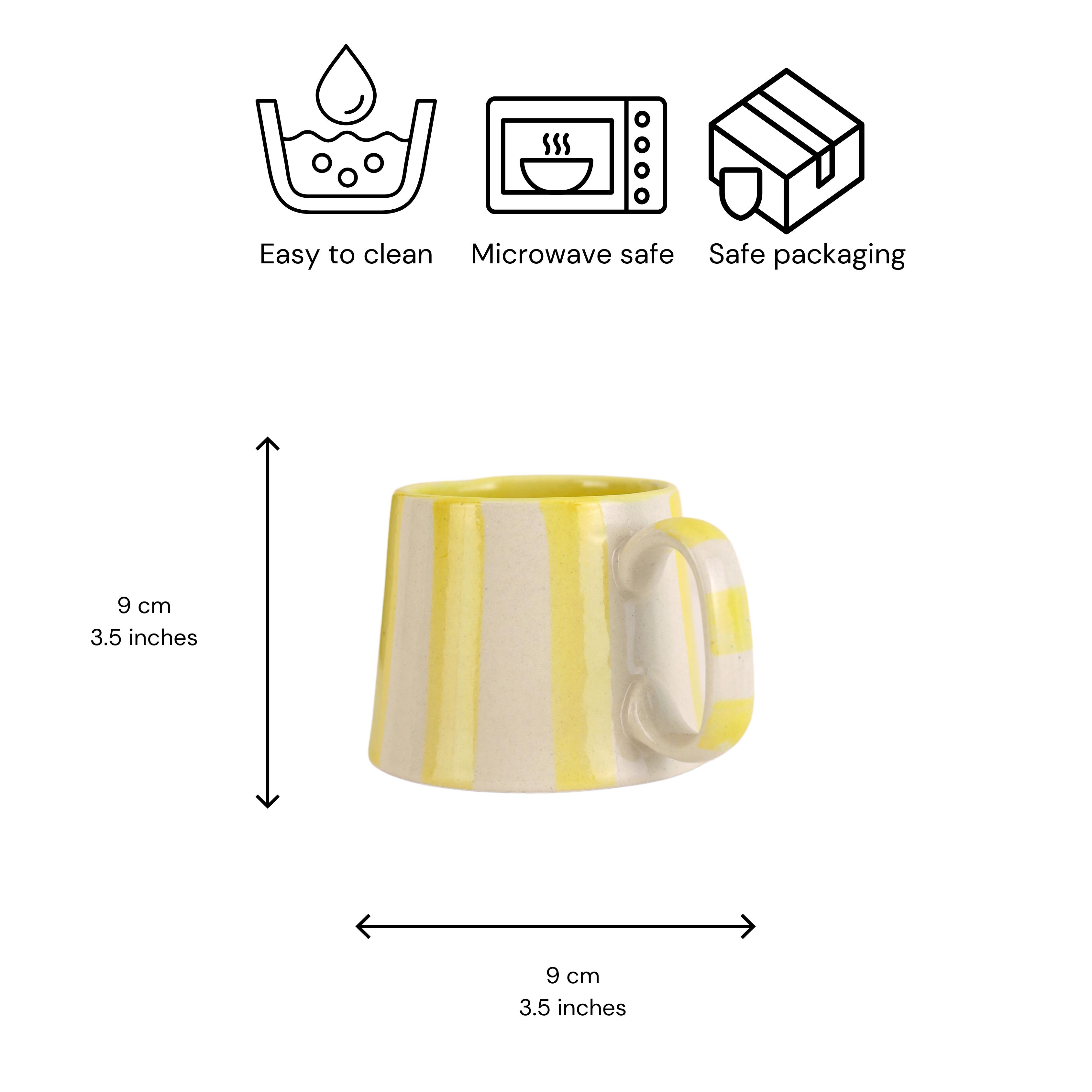 Pastel Yellow Stripe  Coffee Cup - 220ml