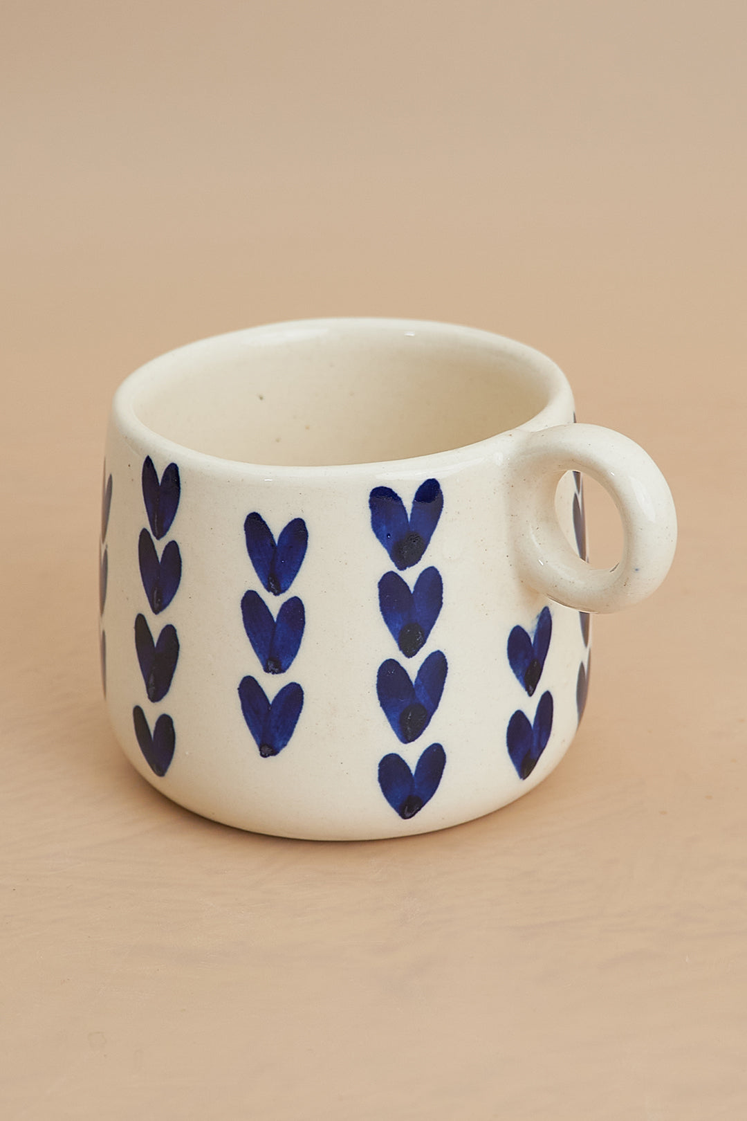 Handcrafted Ceramic Mug with Dark Blue Heart Design (350ml)