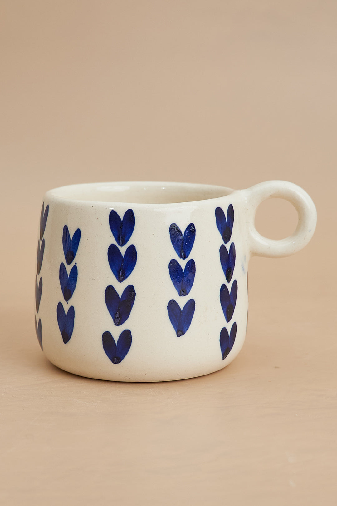 Handcrafted Ceramic Mug with Dark Blue Heart Design (350ml)