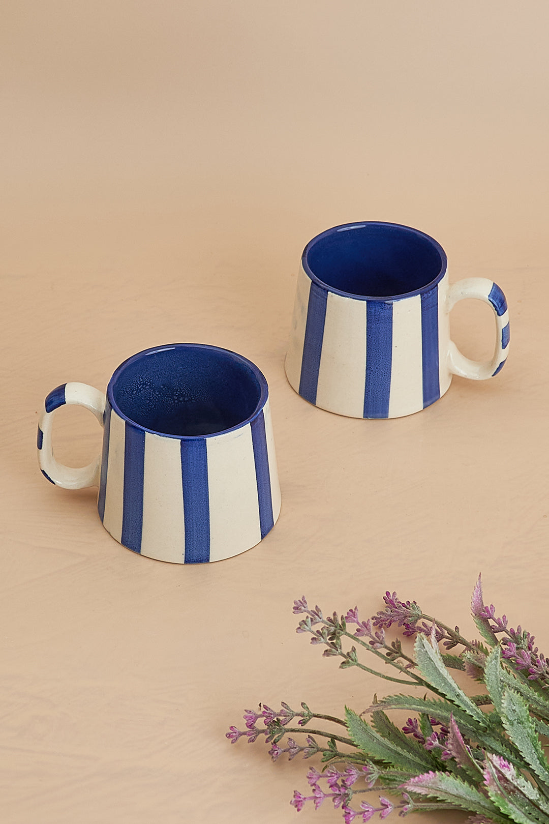Striking Indigo Blue Stripe Coffee Cup