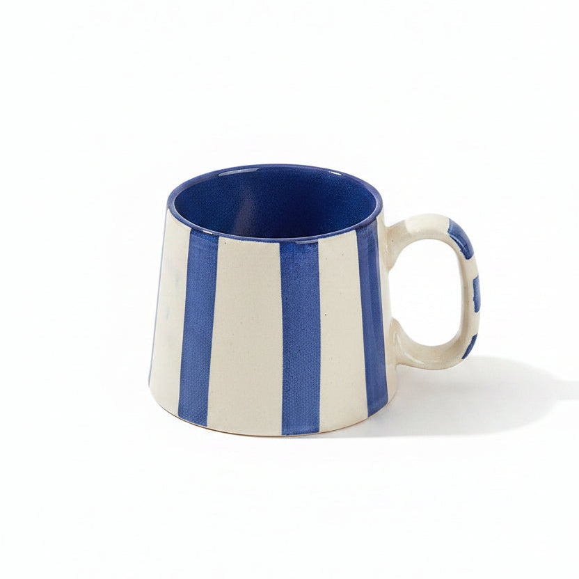 Striking Indigo Blue Stripe Coffee Cup
