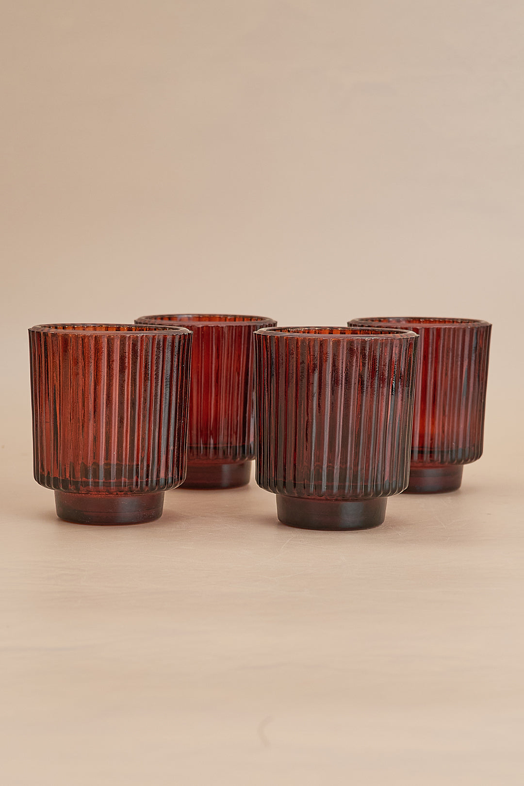Toasted Walnut Fluted Glass Tealight Candle Holder