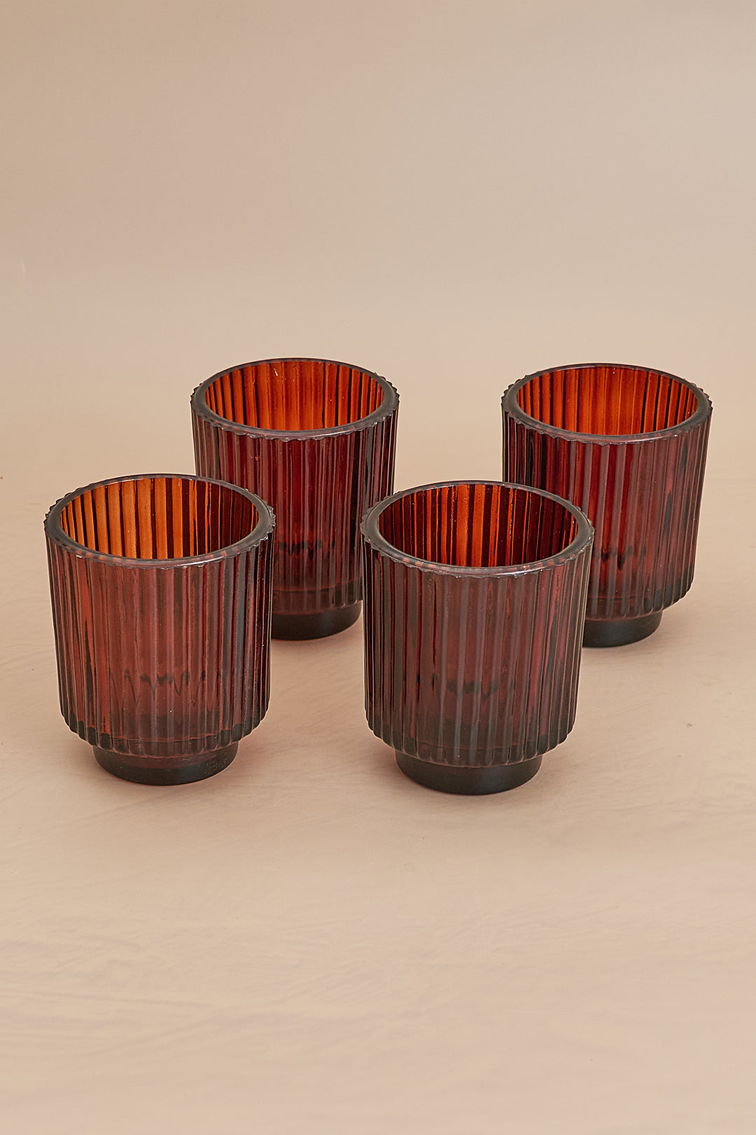 Toasted Walnut Fluted Glass Tealight Candle Holder