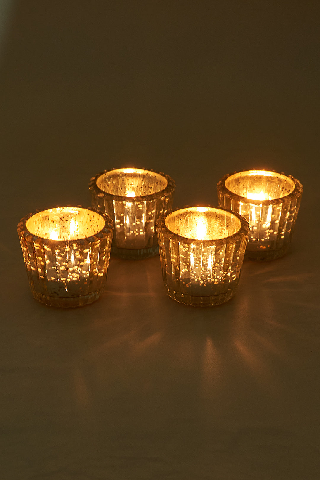 Scalloped Silver Antique Glass Candle Holder