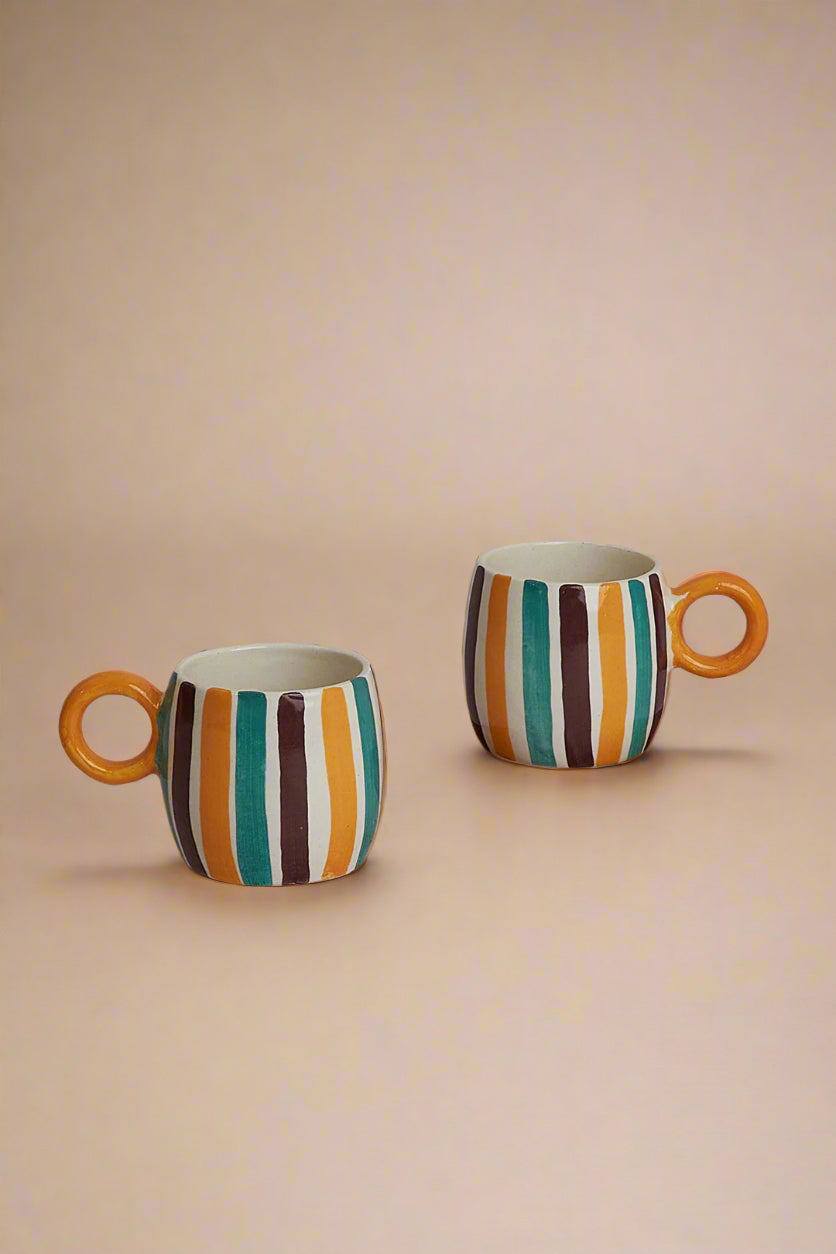 Multi Stripe Drum Shaped Mug (300ml)