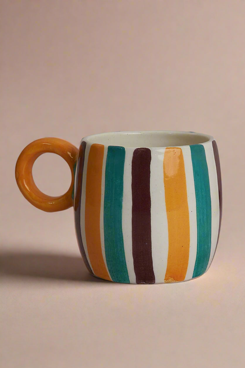 Multi Stripe Drum Shaped Mug (300ml)