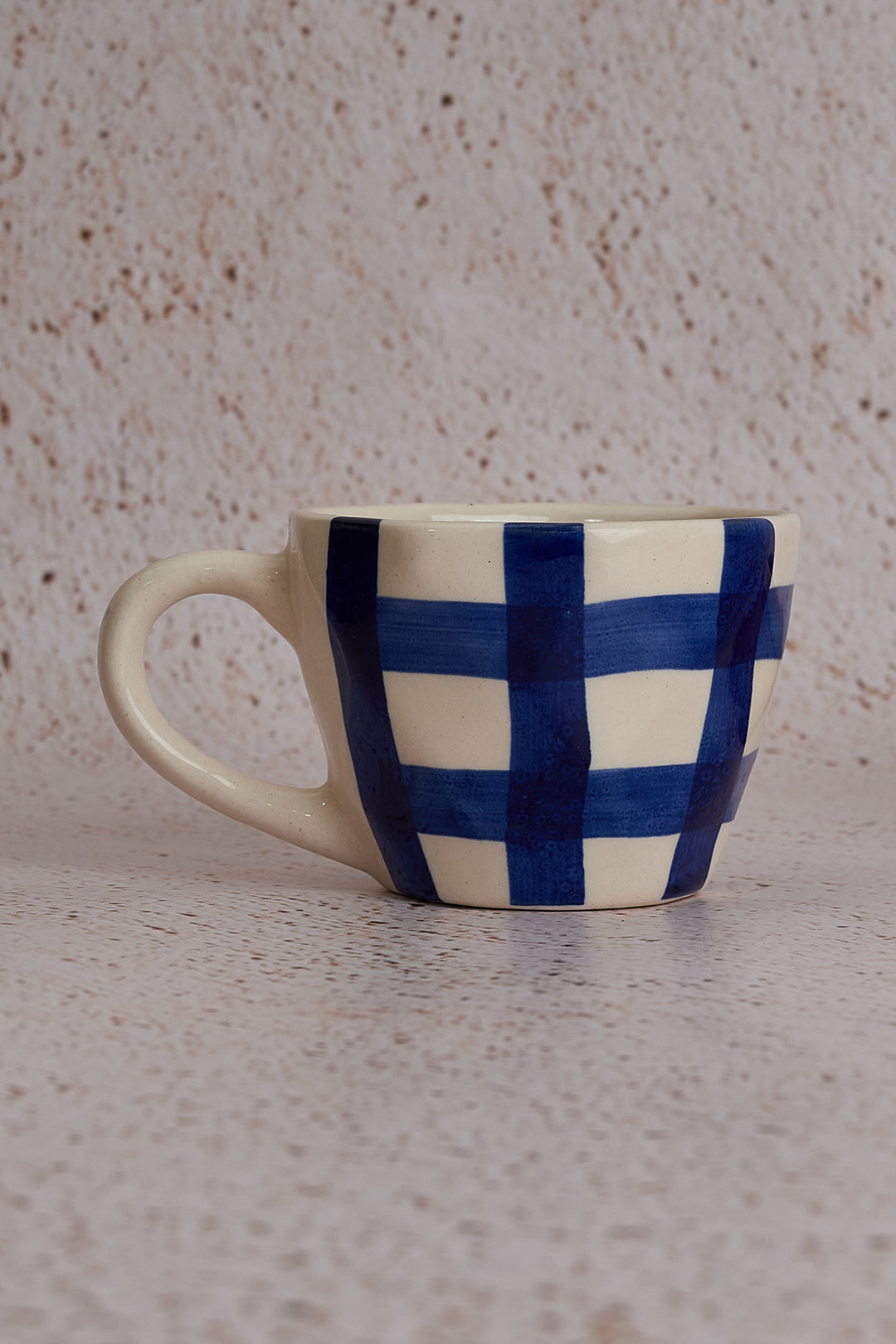 Indigo Gingham Check Cup & Saucer Set for Stylish Tea Time (200ml)