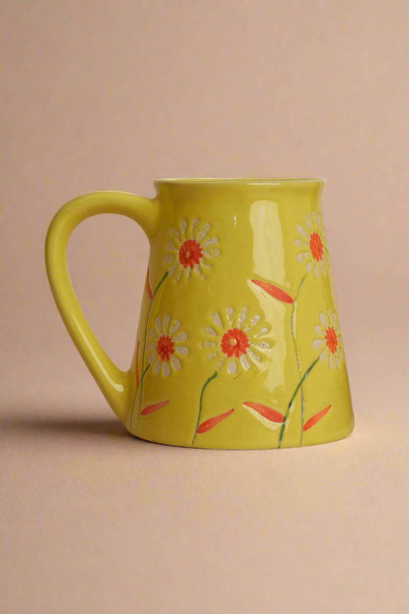 Colorful Beverage Mug - Yellow Garden Bloom Design (250ml)