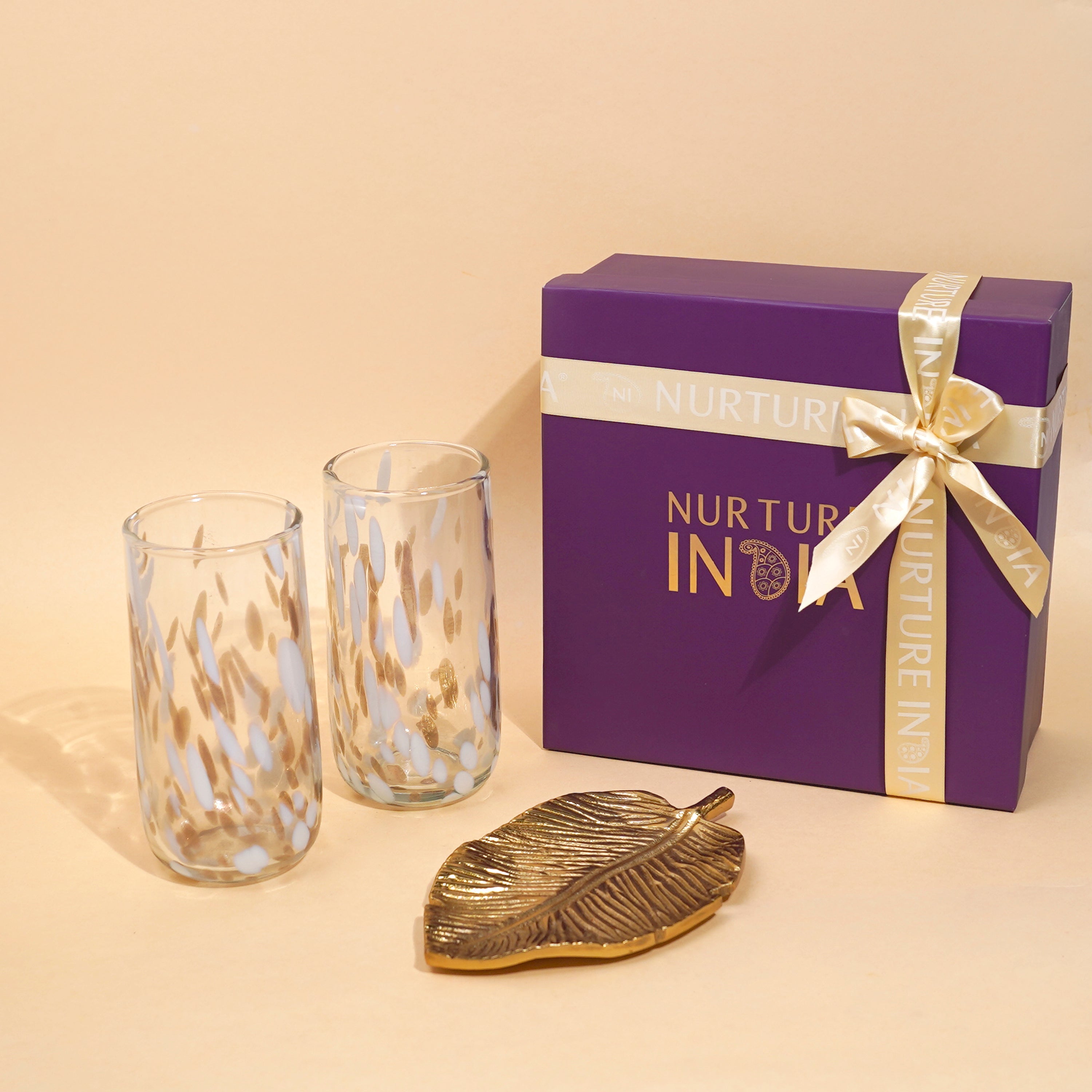Highball Glasses Gift Box- white with Trinket Dish Gift Box