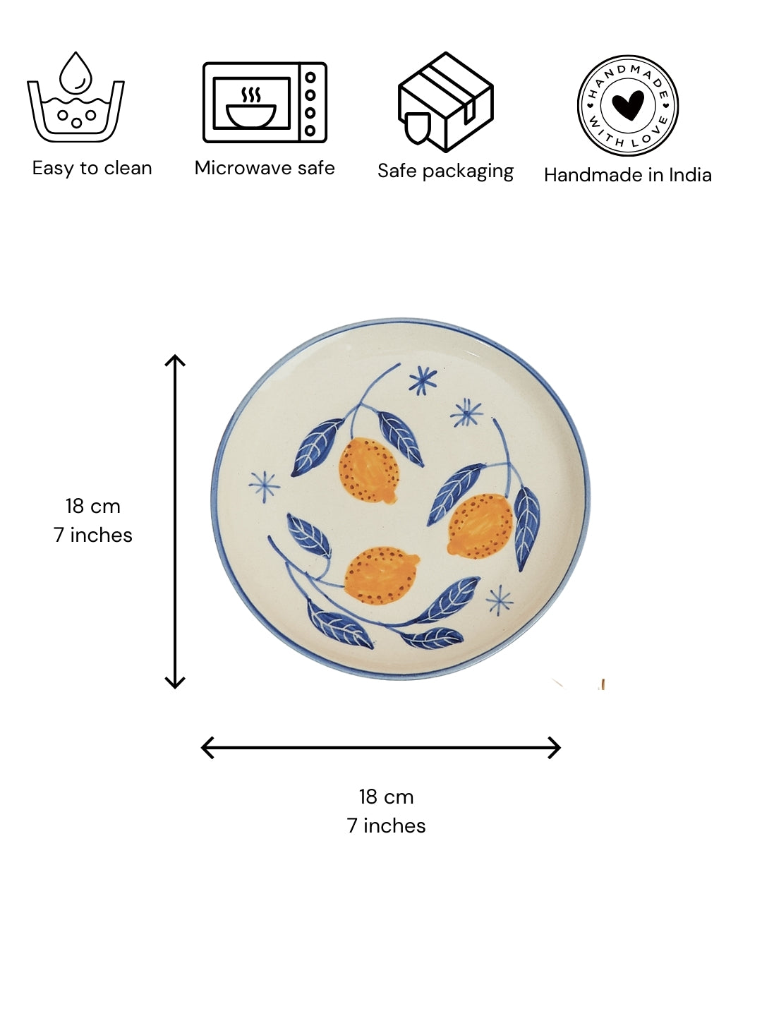 Italian Lemon Leafy Ceramic Set - Plate & Cup