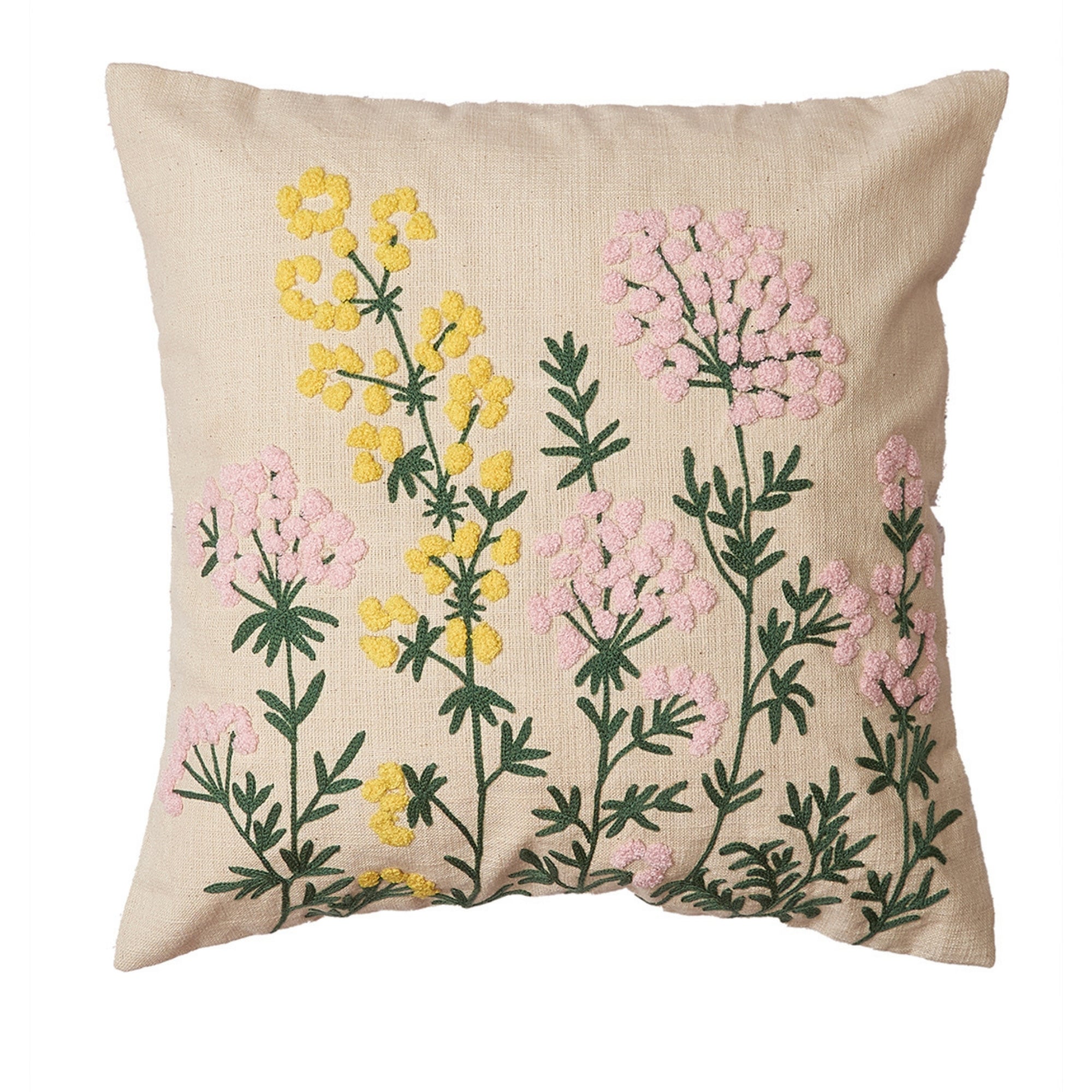 Hydrangeas Tufted Embroidered Cushion Cover- 16x16 inches