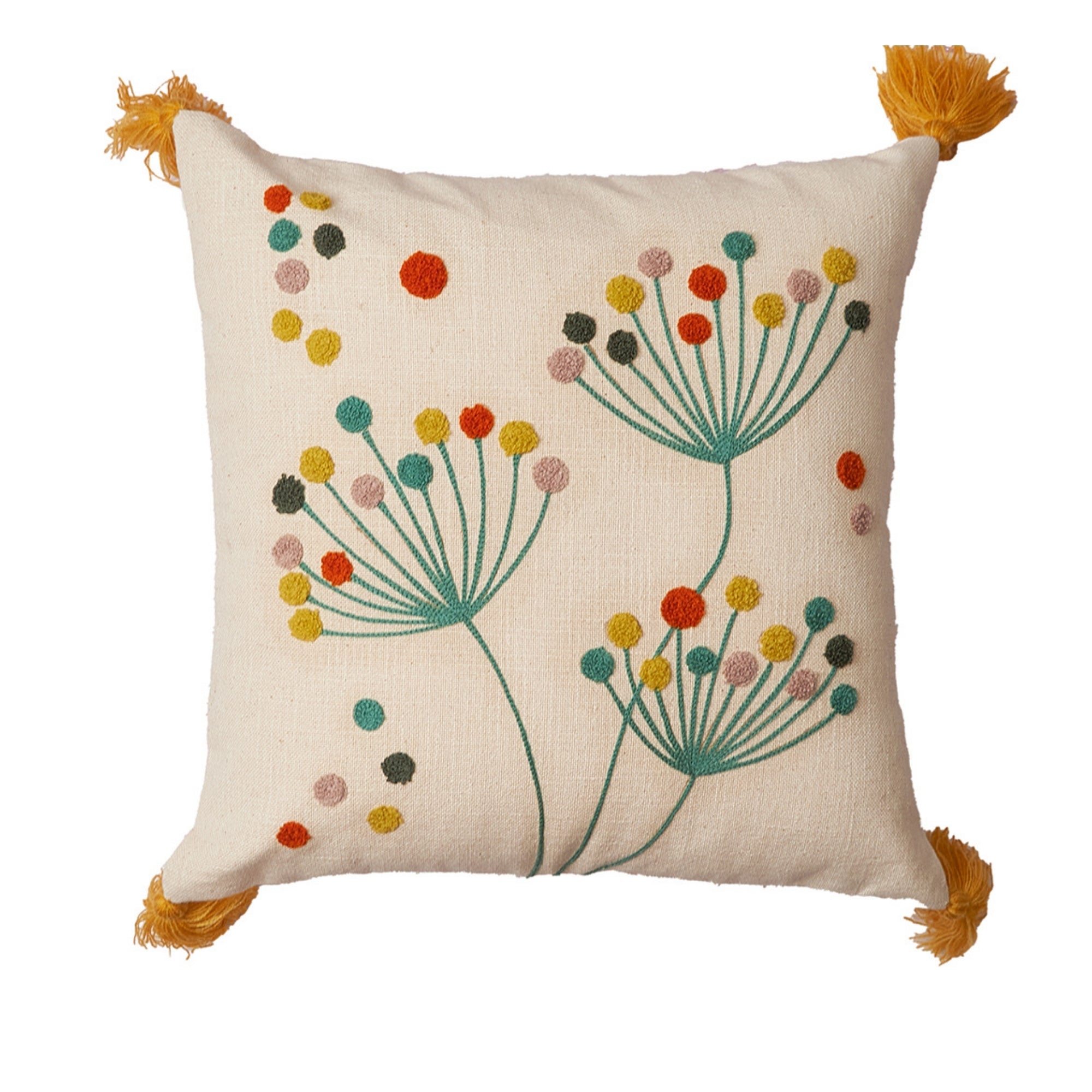 Dandelion Dreams Embroidered Cushion Cover- 16x16"