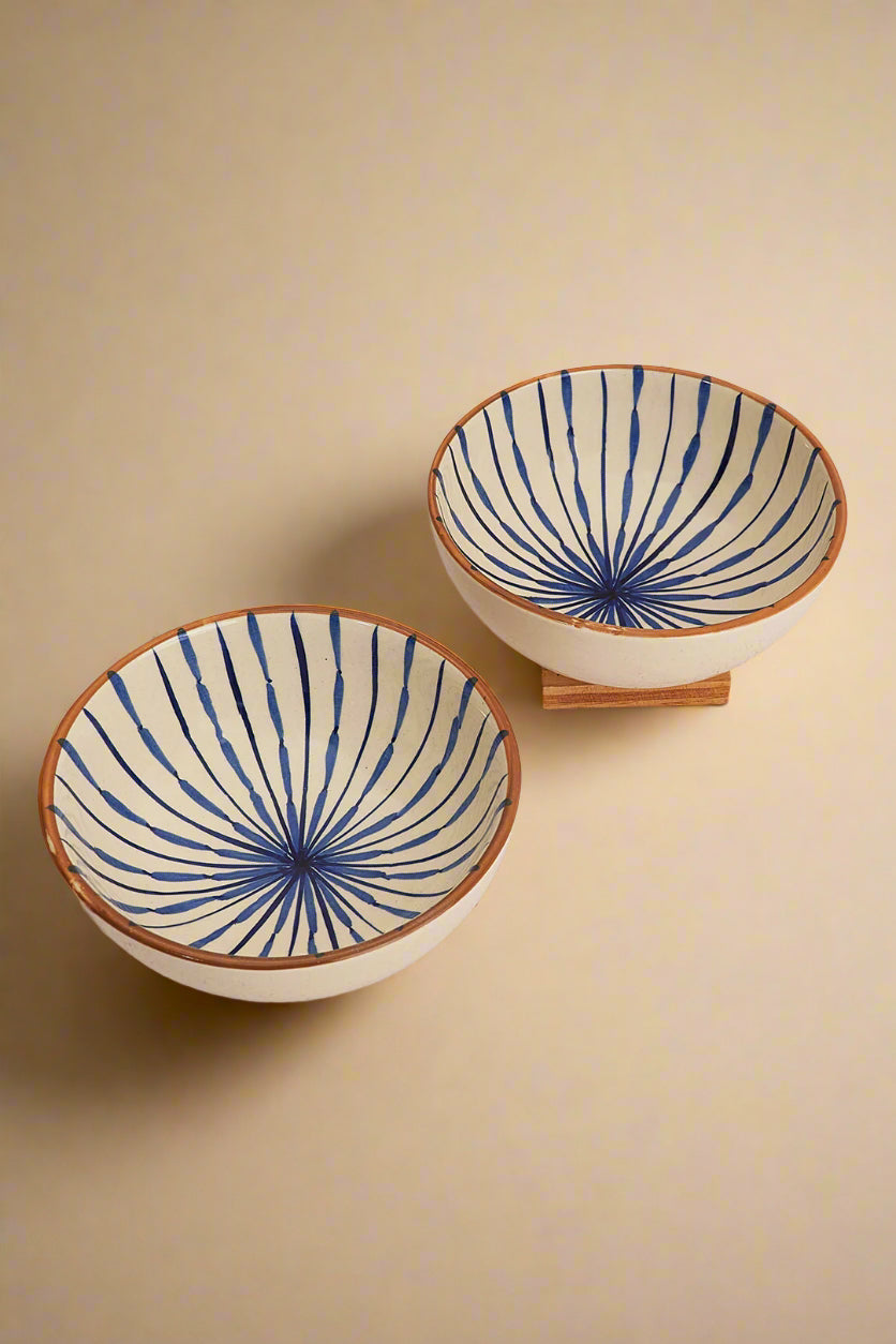 Handpainted Ceramic Bowl with Geometric Pattern