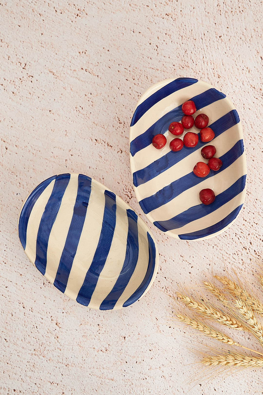 Blue Stripe Handpainted Ceramic Bowl