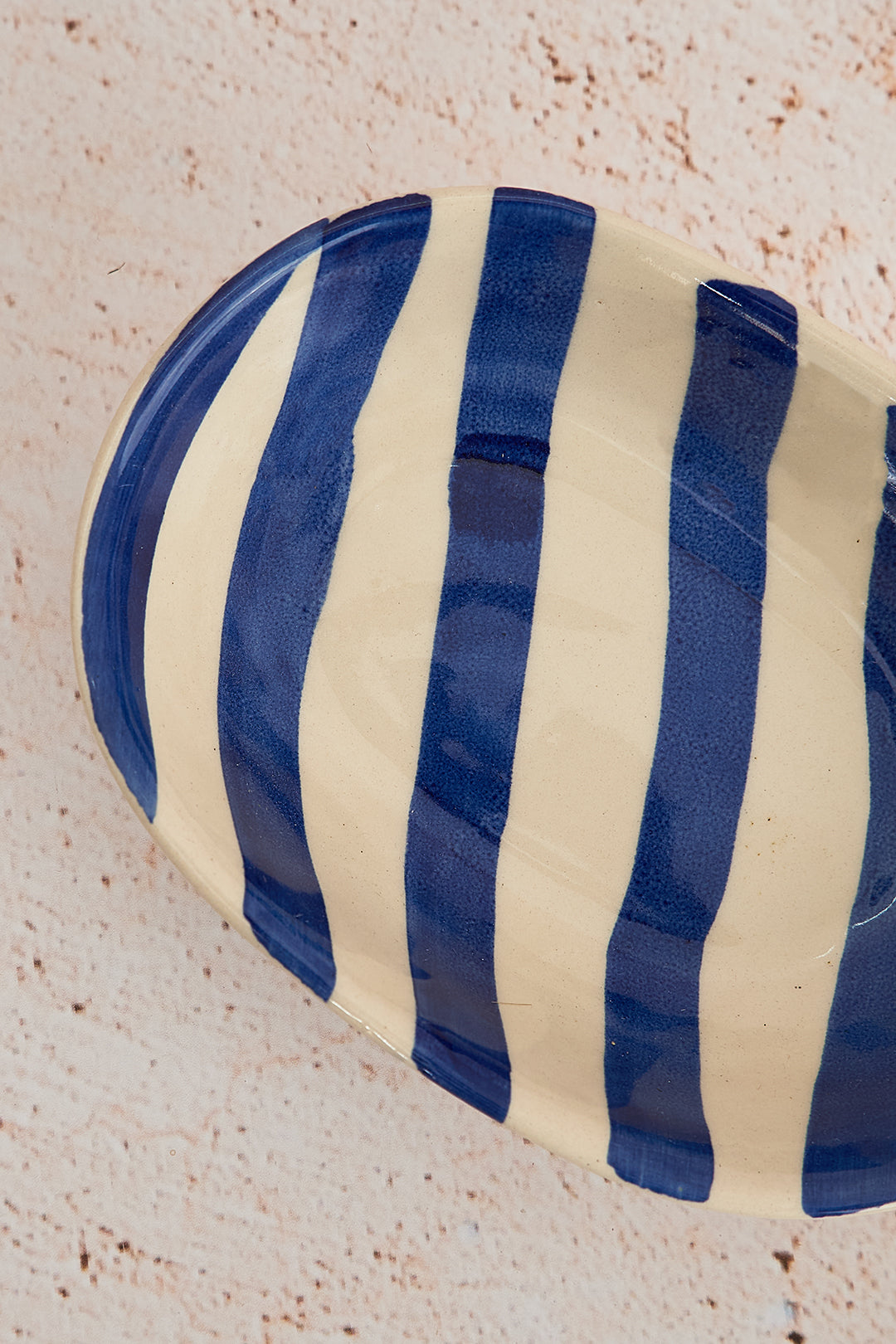 Blue Stripe Handpainted Ceramic Bowl