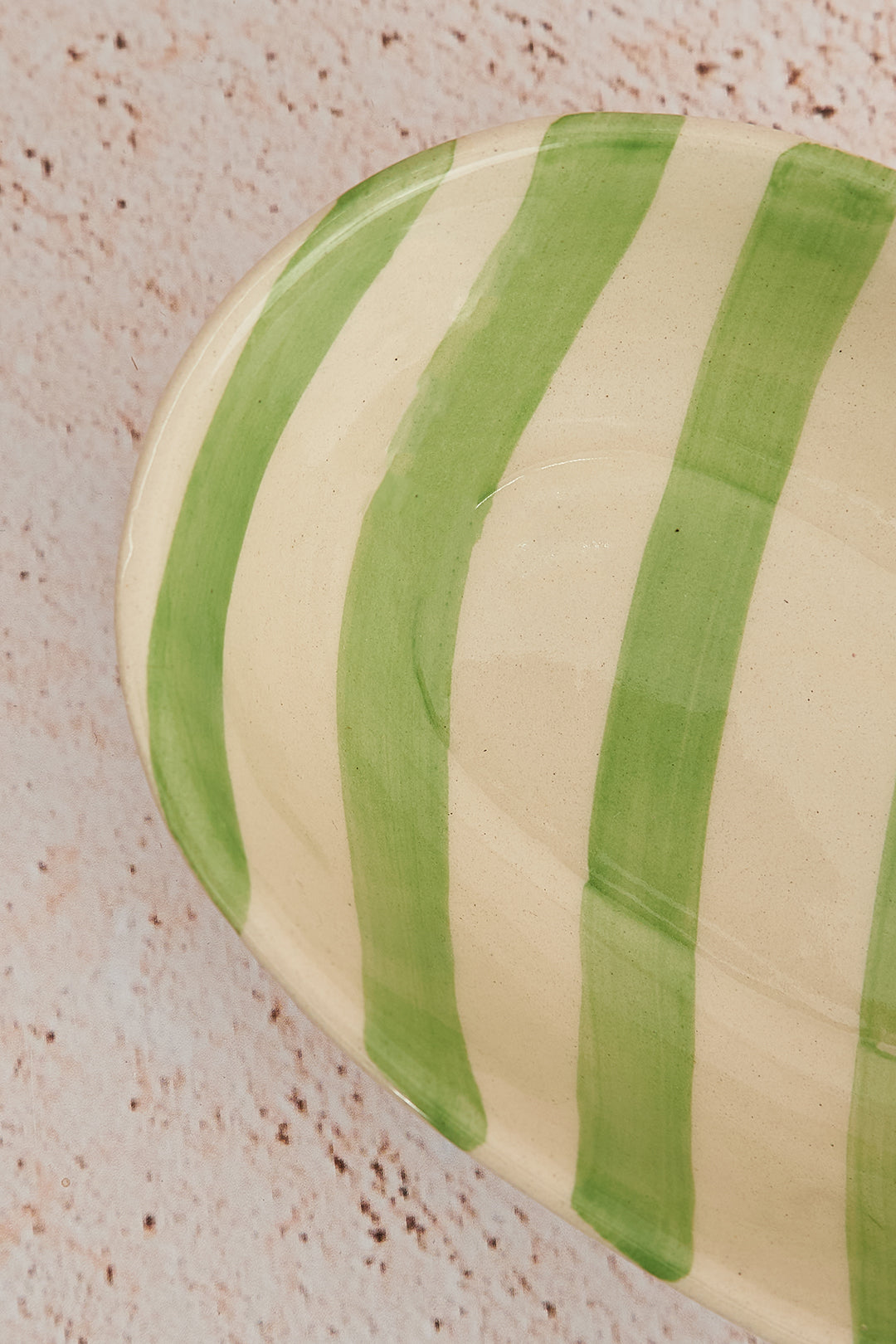 Green Stripe Handpainted Ceramic Bowl