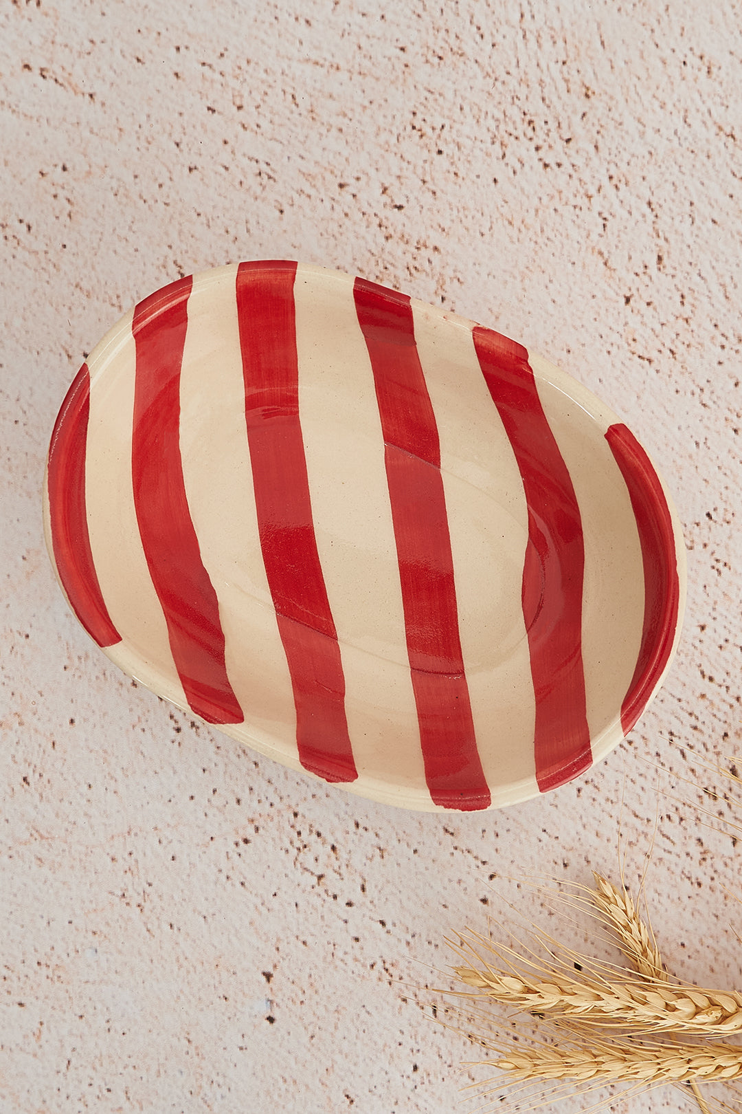 Vintage Red Stripe Ceramic Bowl