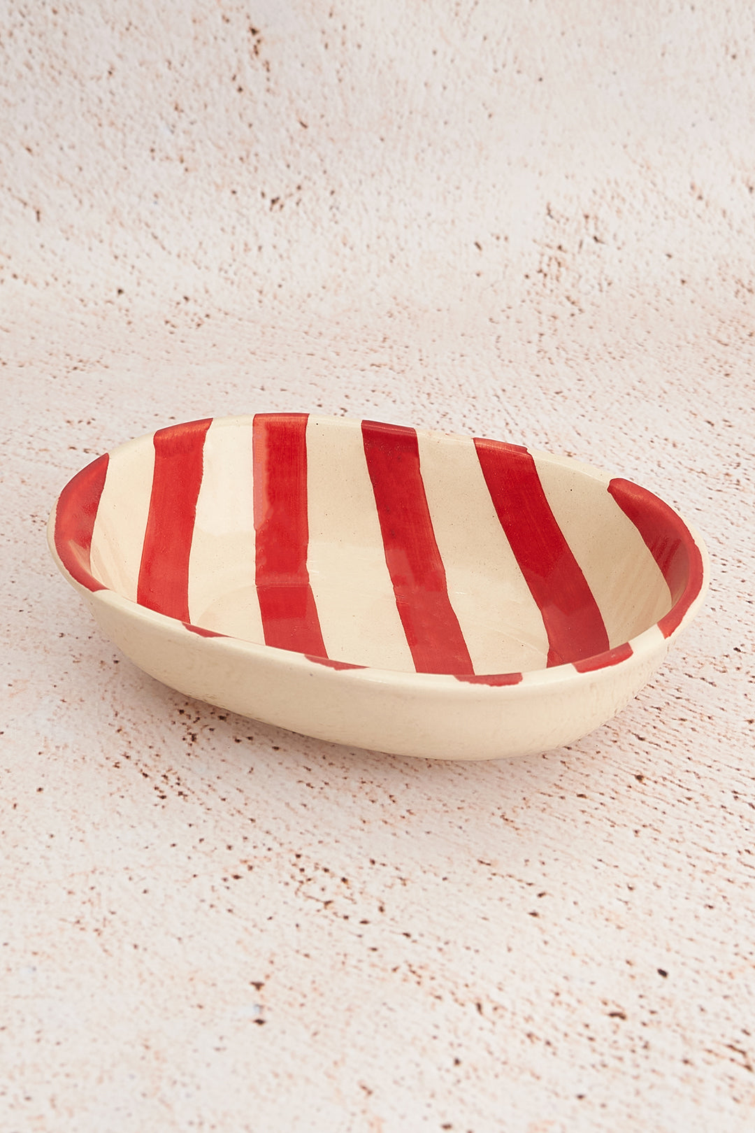 Vintage Red Stripe Ceramic Bowl