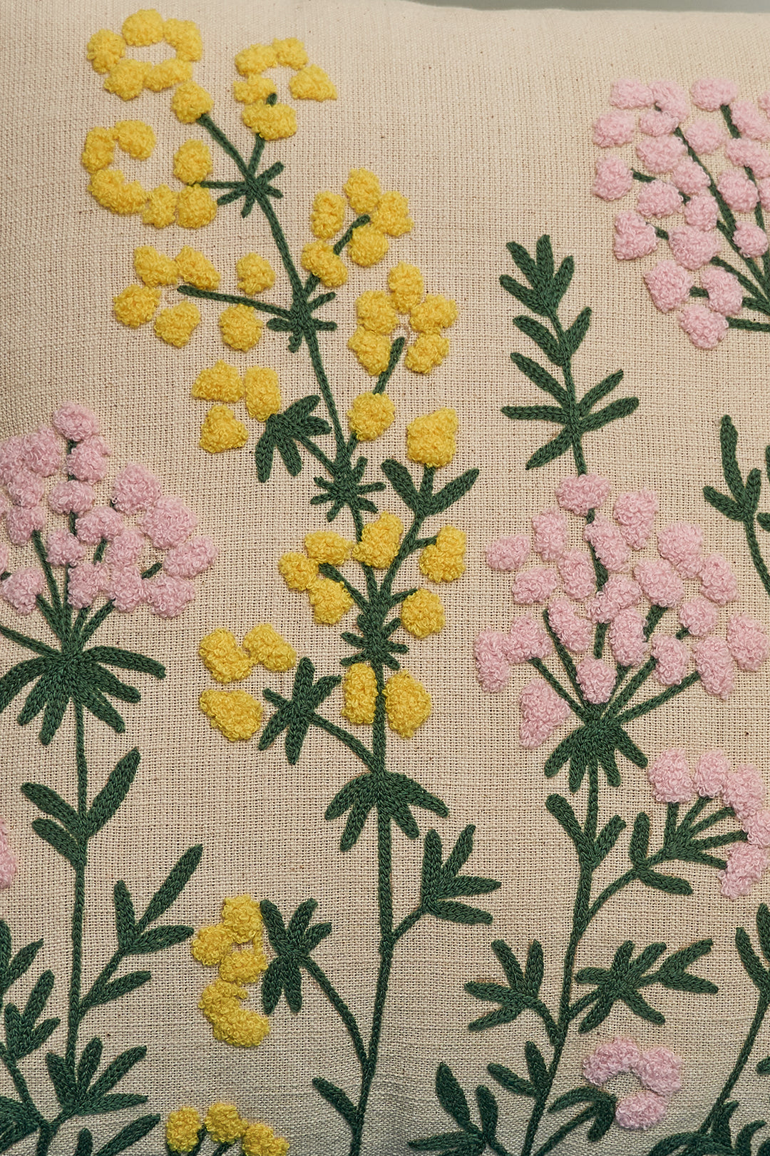 Hydrangeas Tufted Embroidered Cushion Cover- 16x16 inches