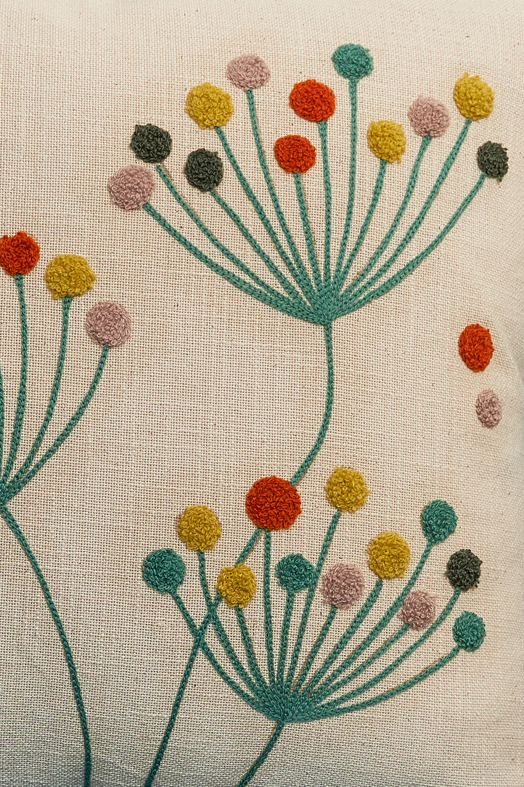 Dandelion Dreams Embroidered Cushion Cover- 16x16"