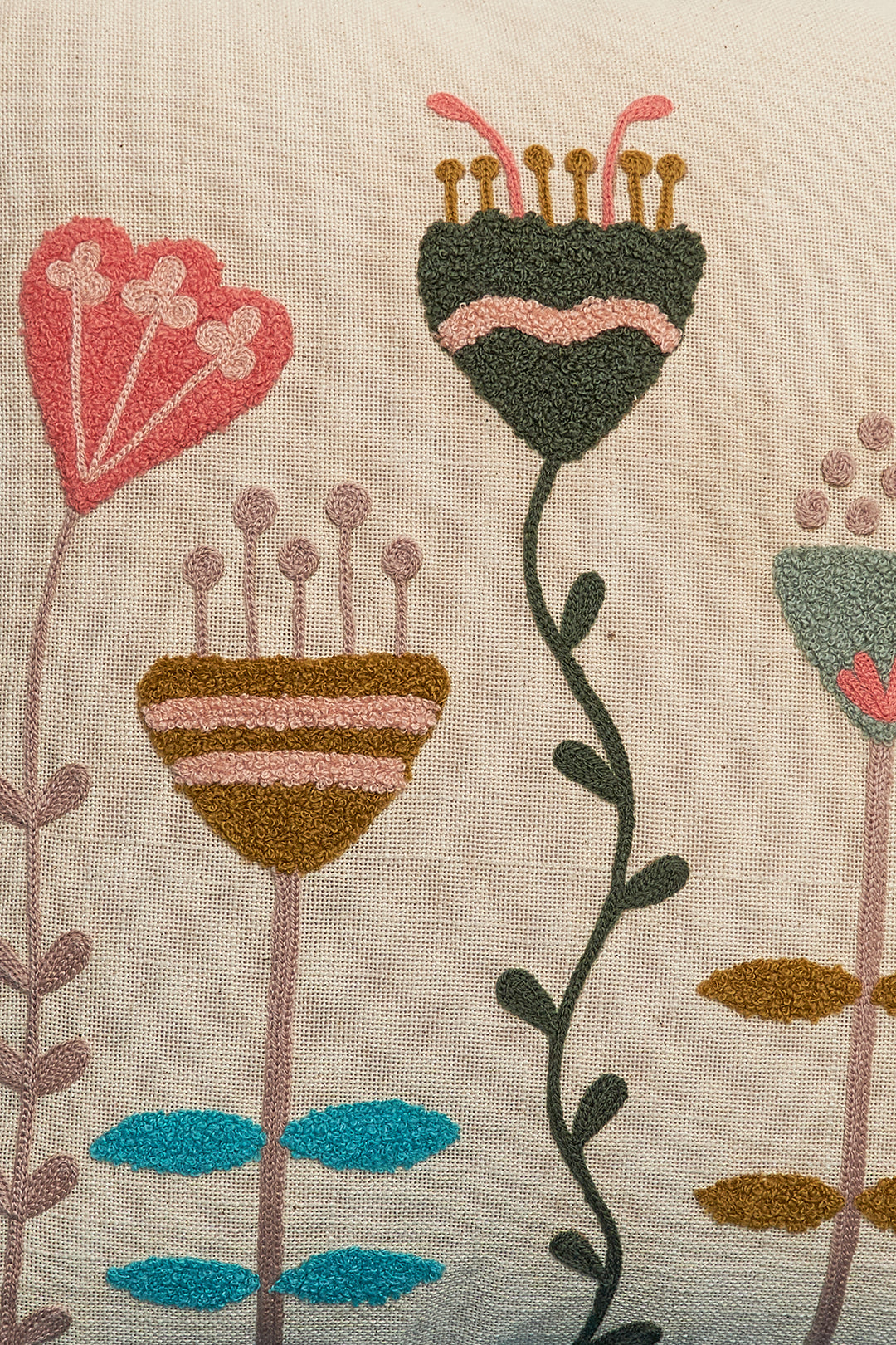 Abstract Embroidered Cushion Cover