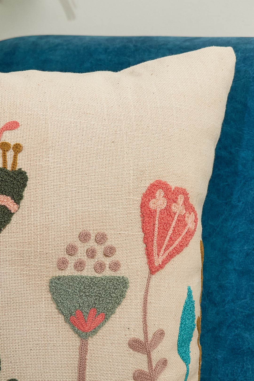 Abstract Embroidered Cushion Cover