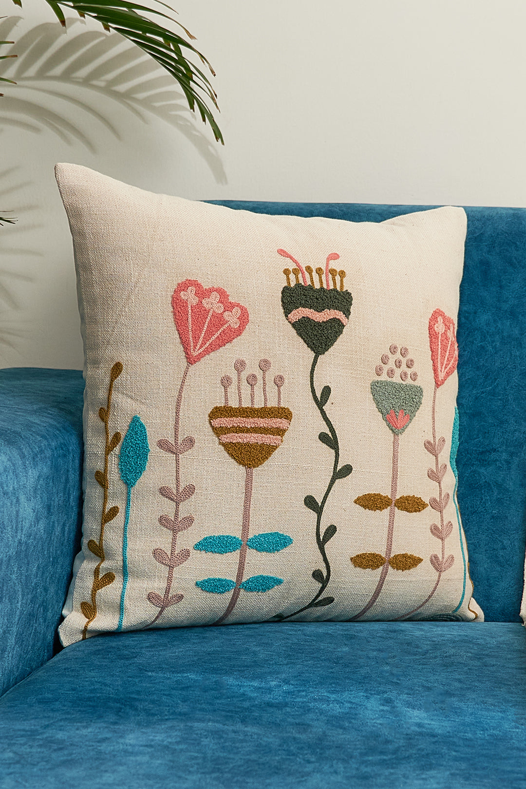 Abstract Embroidered Cushion Cover