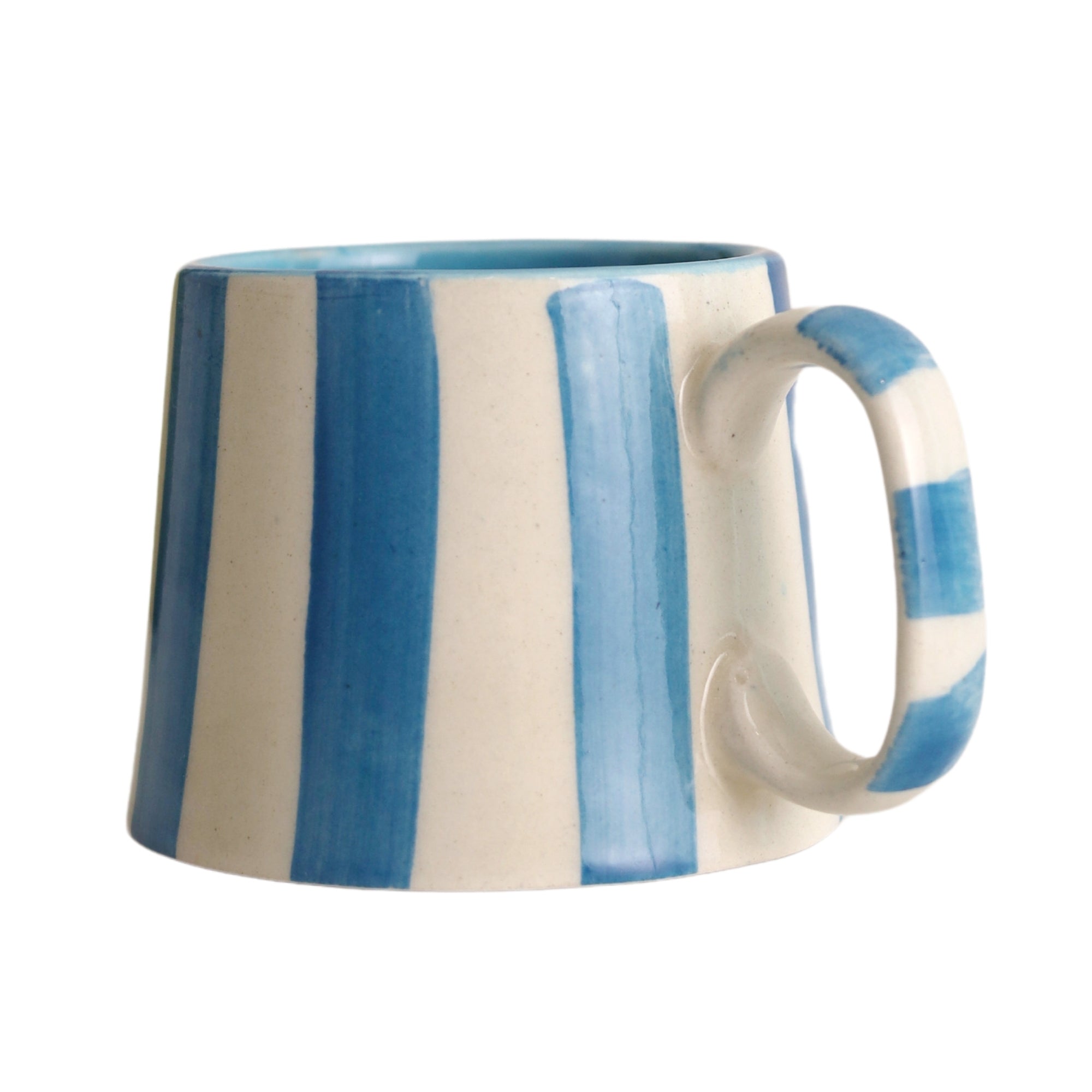 Baby Blue Stripe Ceramic Coffee Cup - 220ml