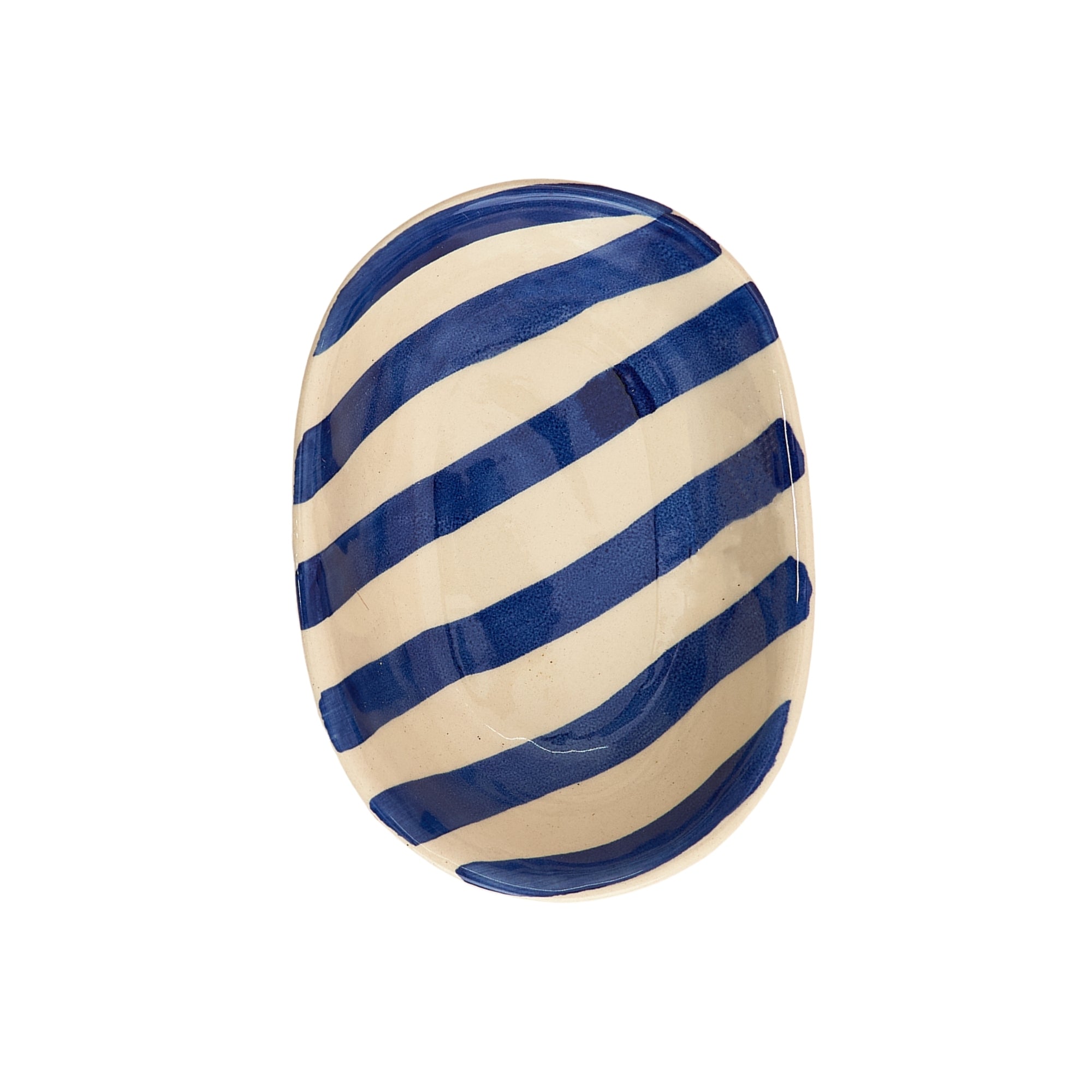 Blue Stripe Handpainted Ceramic Bowl