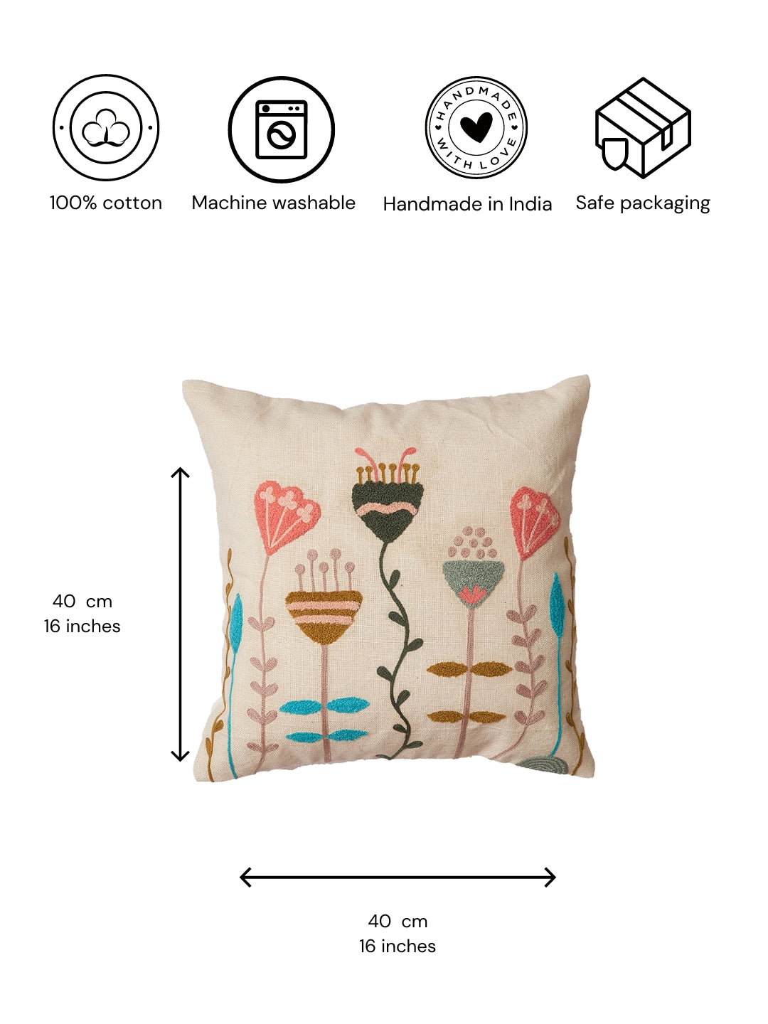 Abstract Embroidered Cushion Cover