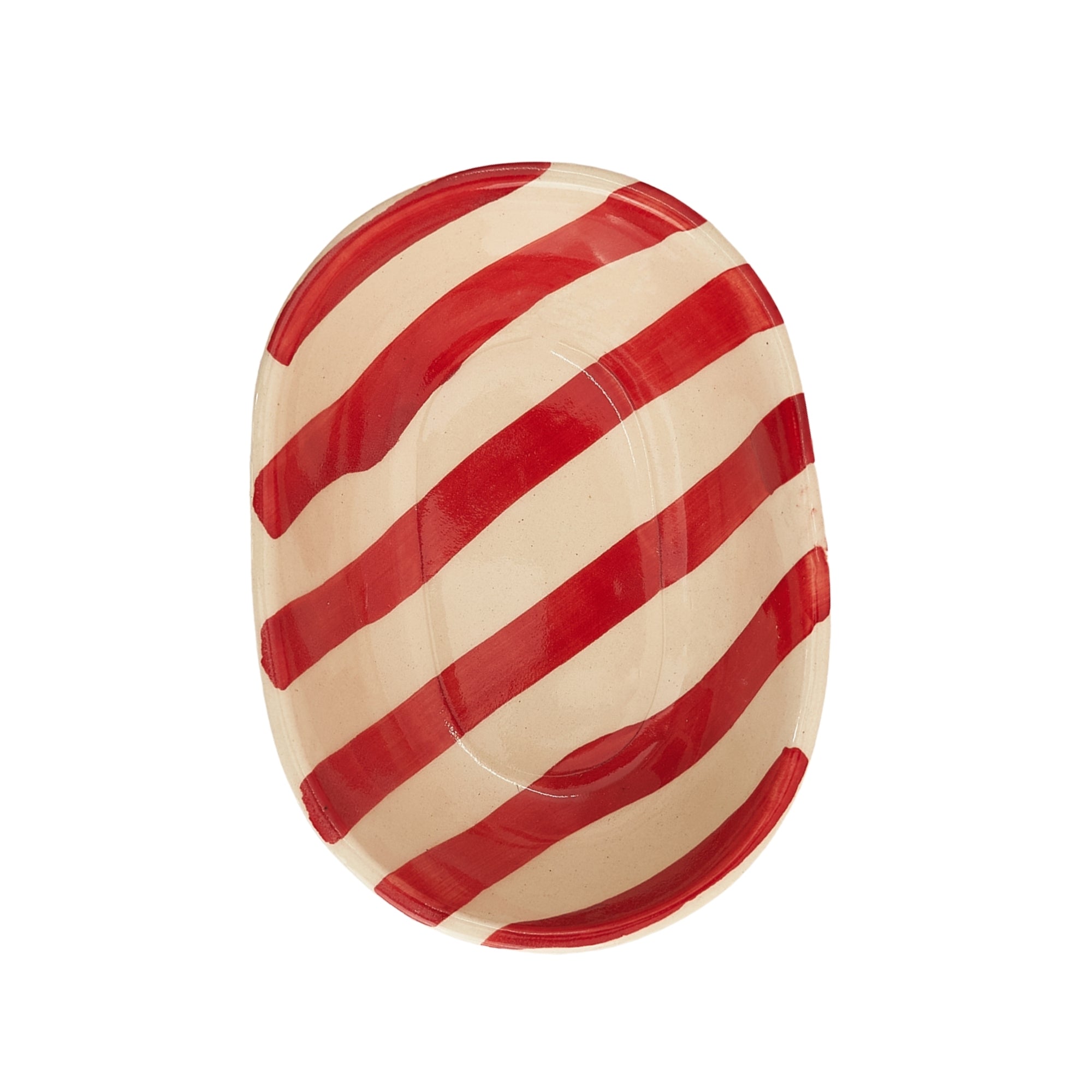 Vintage Red Stripe Ceramic Bowl