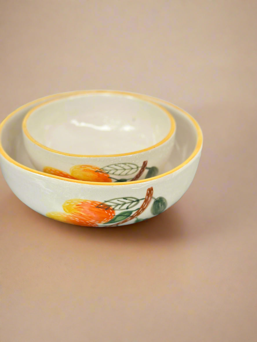Mango Mehfil Leaf Ceramic Bowl - (Large & Small)