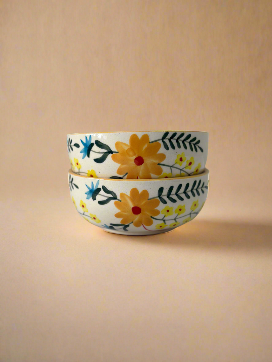 Set - Floral Extravaganza Ceramic Small Bowls