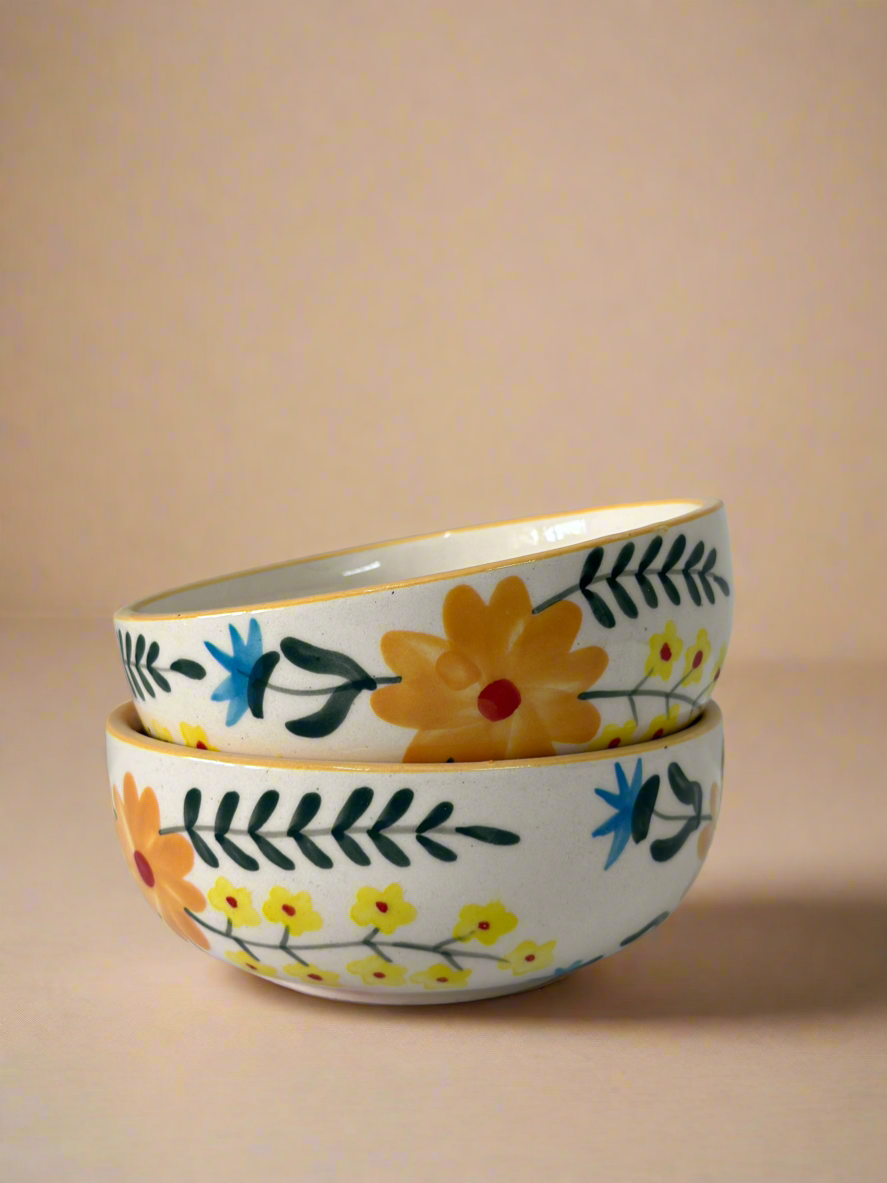 Set - Floral Extravaganza Ceramic Small Bowls